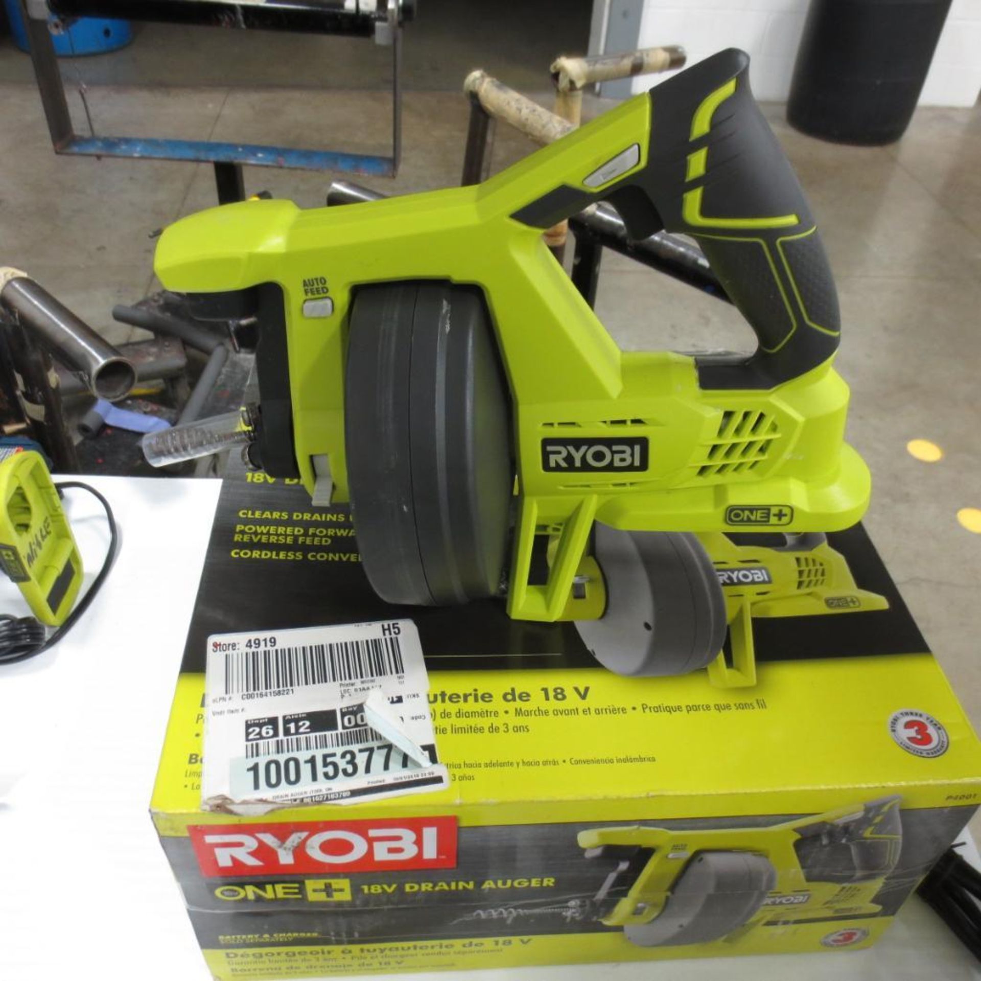 Lot Assorted Ryobi Cordless Power Tools c/o: (2) Ryobi 18V Impact, Ryobi 18V Drain Auger, Ryobi 18V - Image 4 of 4