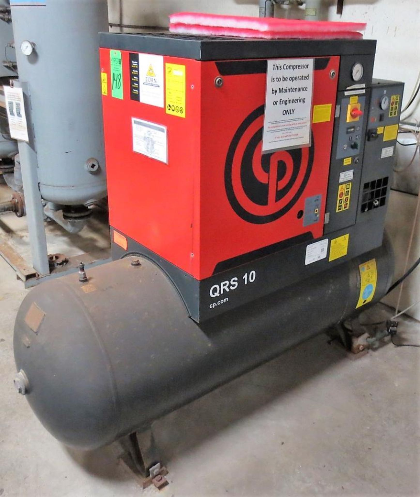 Chicago Pneumatic Air Compressor Model QRS 10, Year 2011, 15258 HR, 460V, 3 PH, 10HP, S/N CA1511787