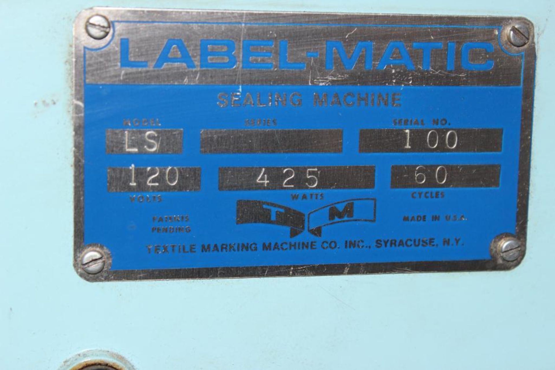 Label Matic model LS sealing machine s/n 100 - Image 2 of 5