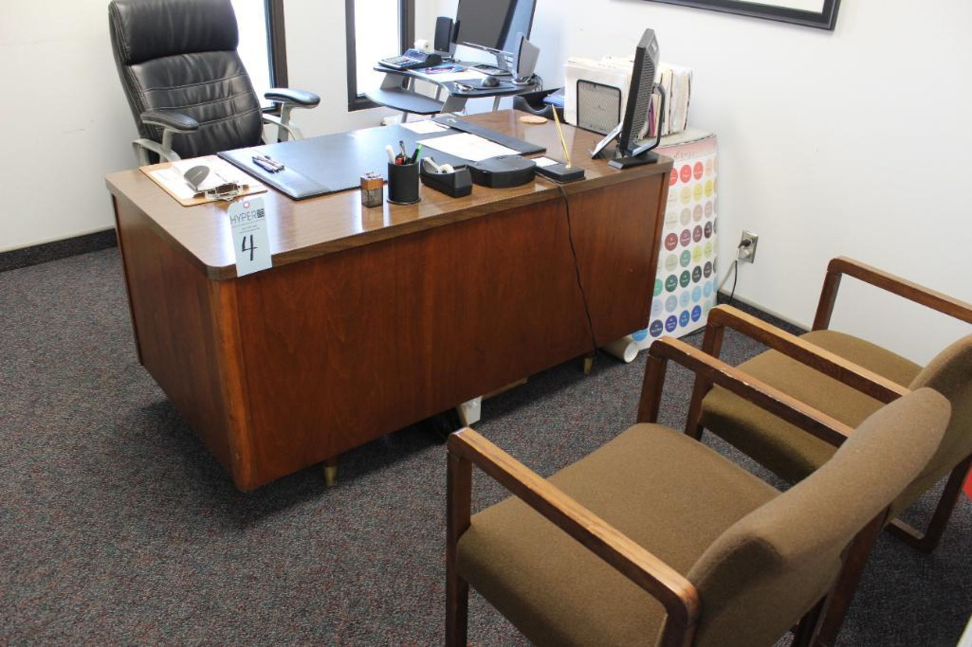 2 offices includes 3 desks, 6 chairs, 2- 4 drawer file cabinets & Dell monitors