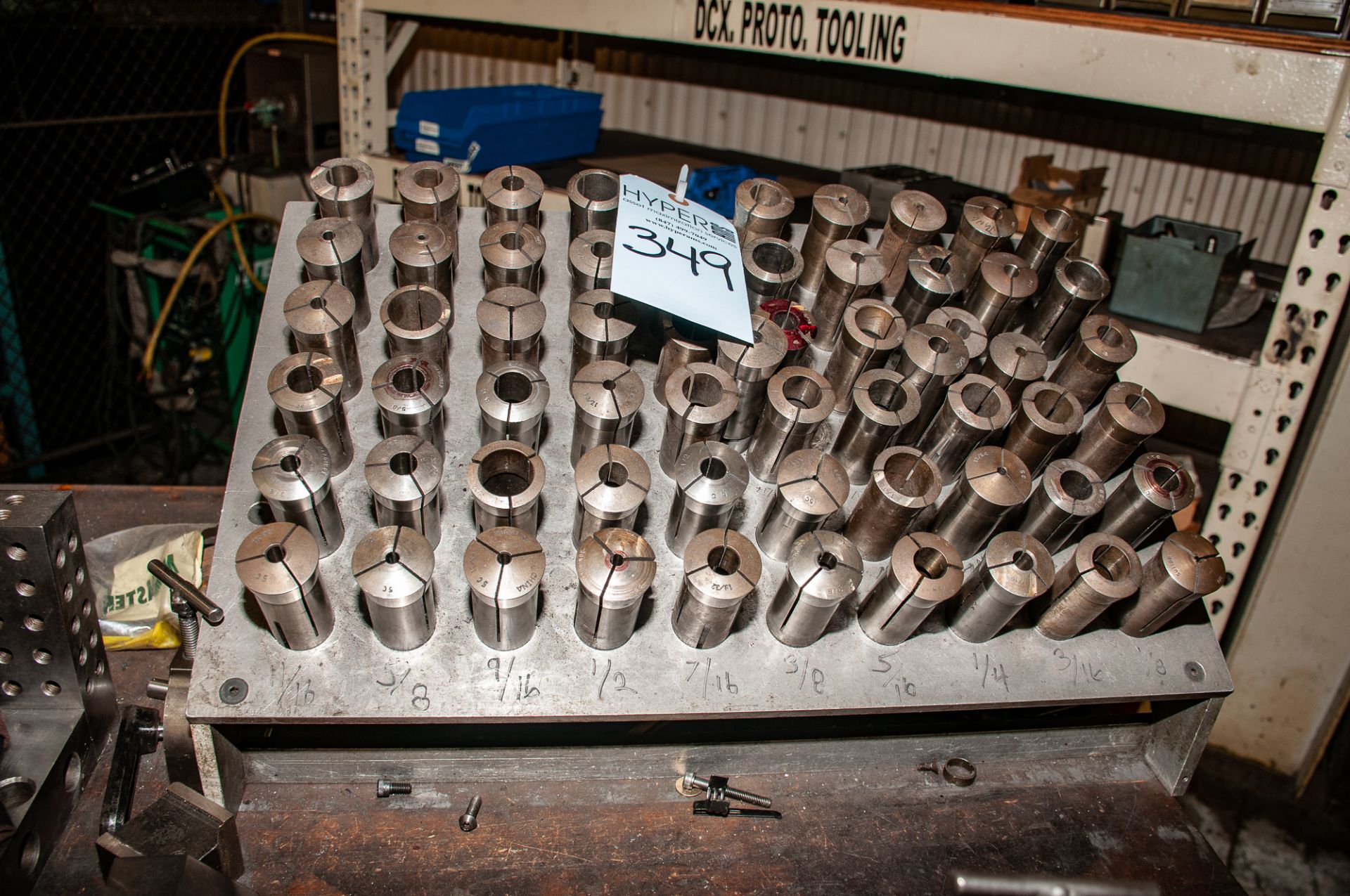 Collet Rack with Approx. (60) 5-C Collets 1/8" - 1 1/16"