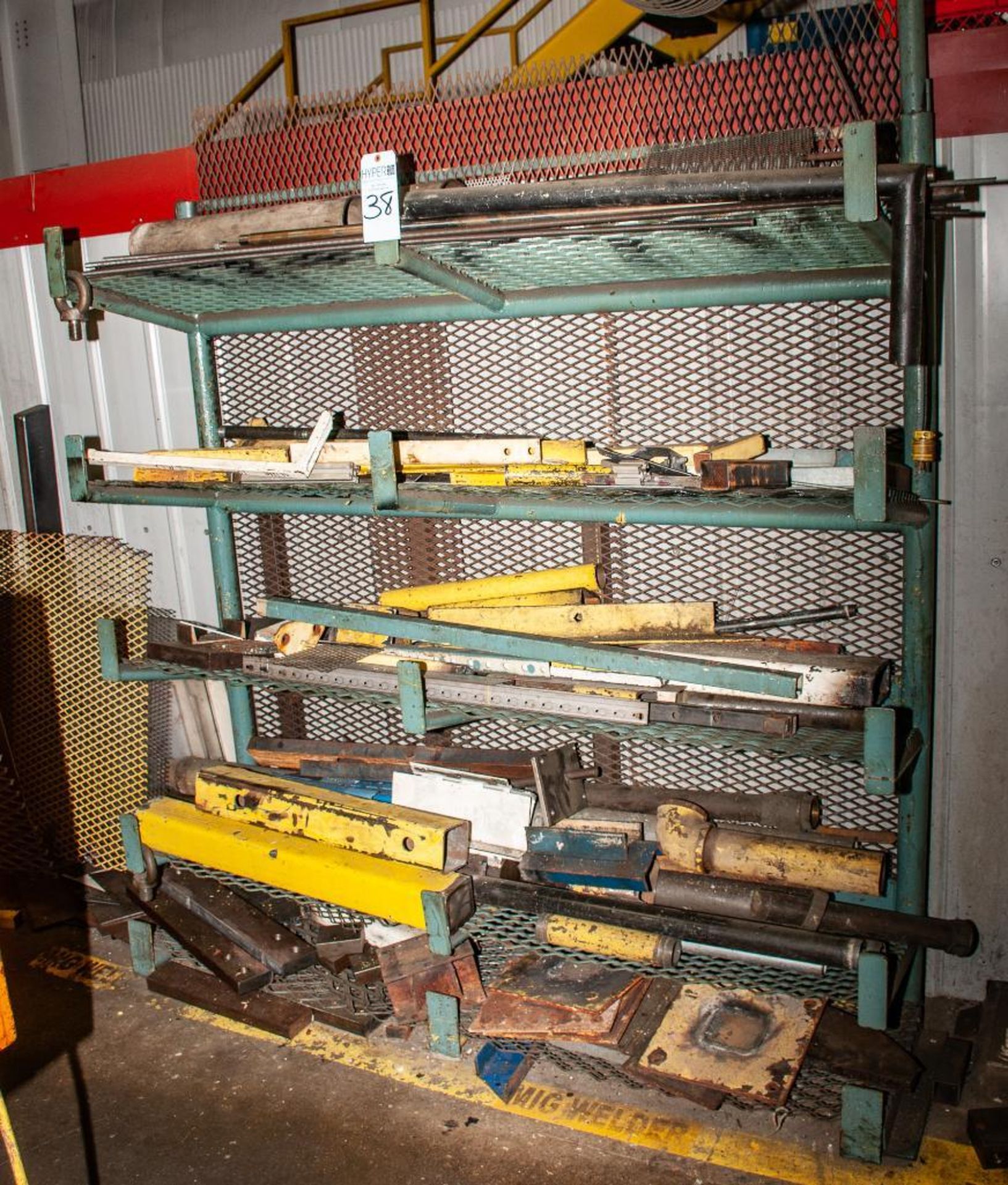 Freestanding Cantilever Rack with Contents Approx. 71" Wide x 72"Tall x 17 1/2" Welded Arms