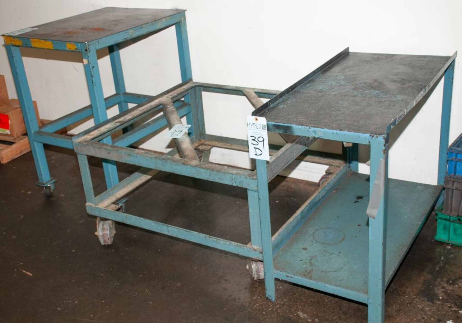 Steel Rolling Work Table 24 x 30" Top 36" Tall, Short Steel Rolling Cart No Top 37 3/4" x 38" x 20 1