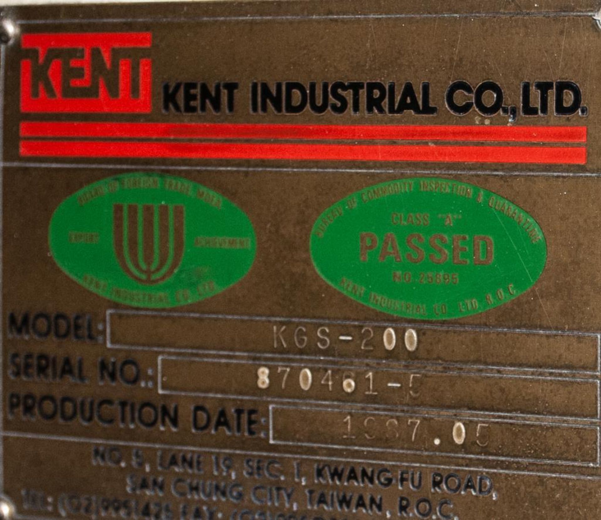 Kent Industrial Surface Grinder, Mdl. KGS-200, s/n 8704.1-5, w/Walker Magnetic Chuck - Image 6 of 6