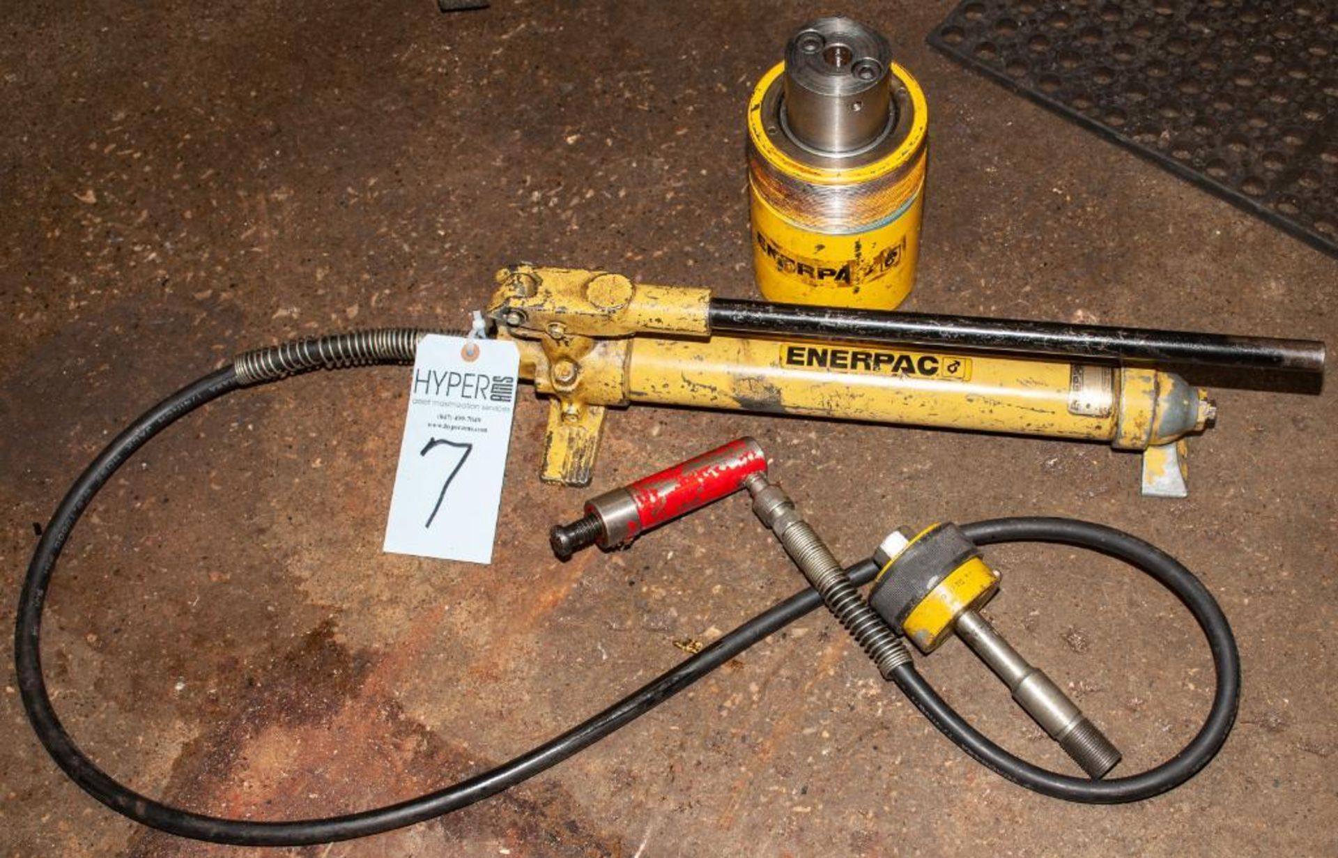 Enerpac P39 Manual Pump w/RC502, 50 Ton Cylinder RWH-120BE7C & Small Unknown Cylinder