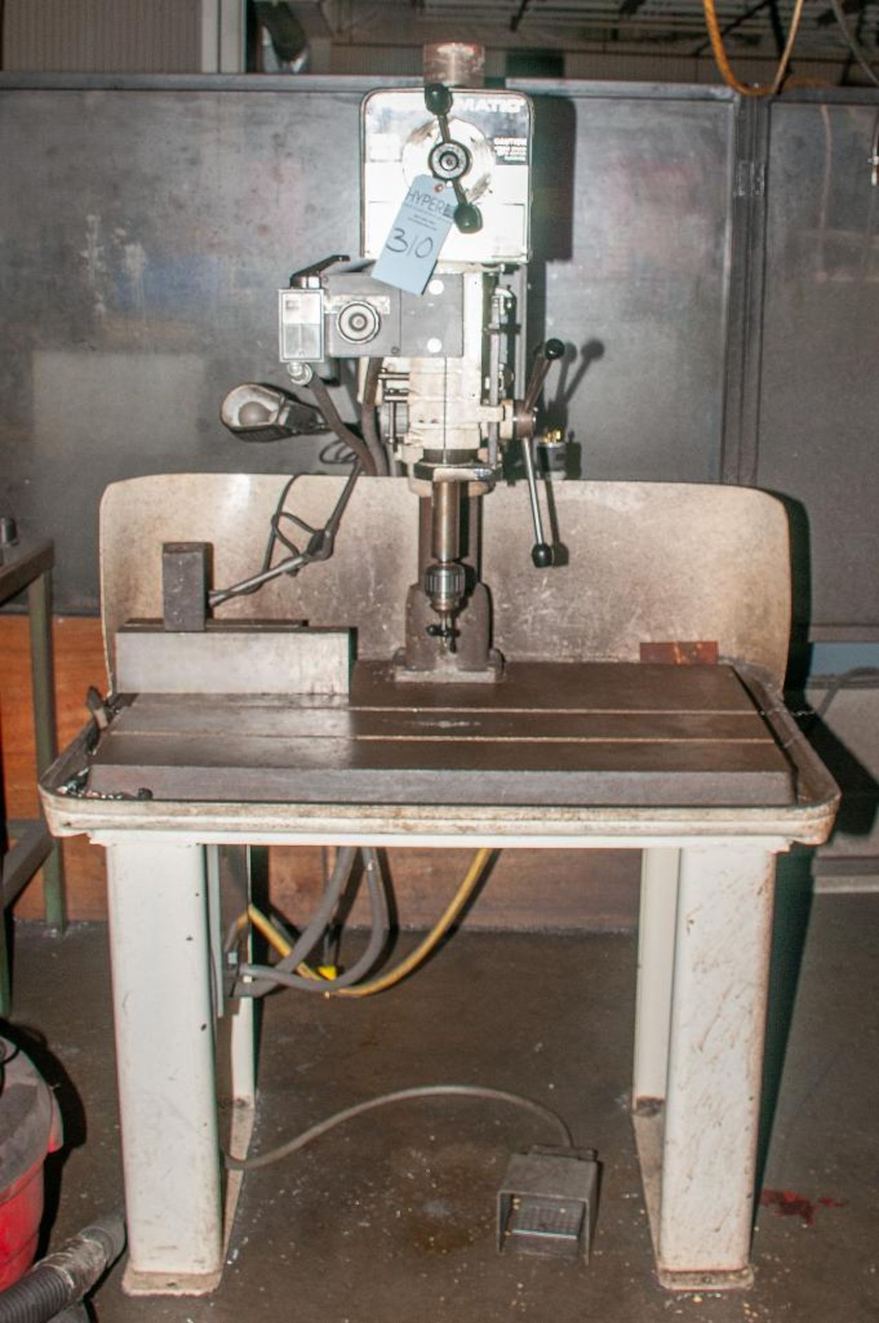 PowerMatic 20" Variable Speed Drill Press Mdl 1200, s/n 8720V242 460v On Heavy Steel Bench