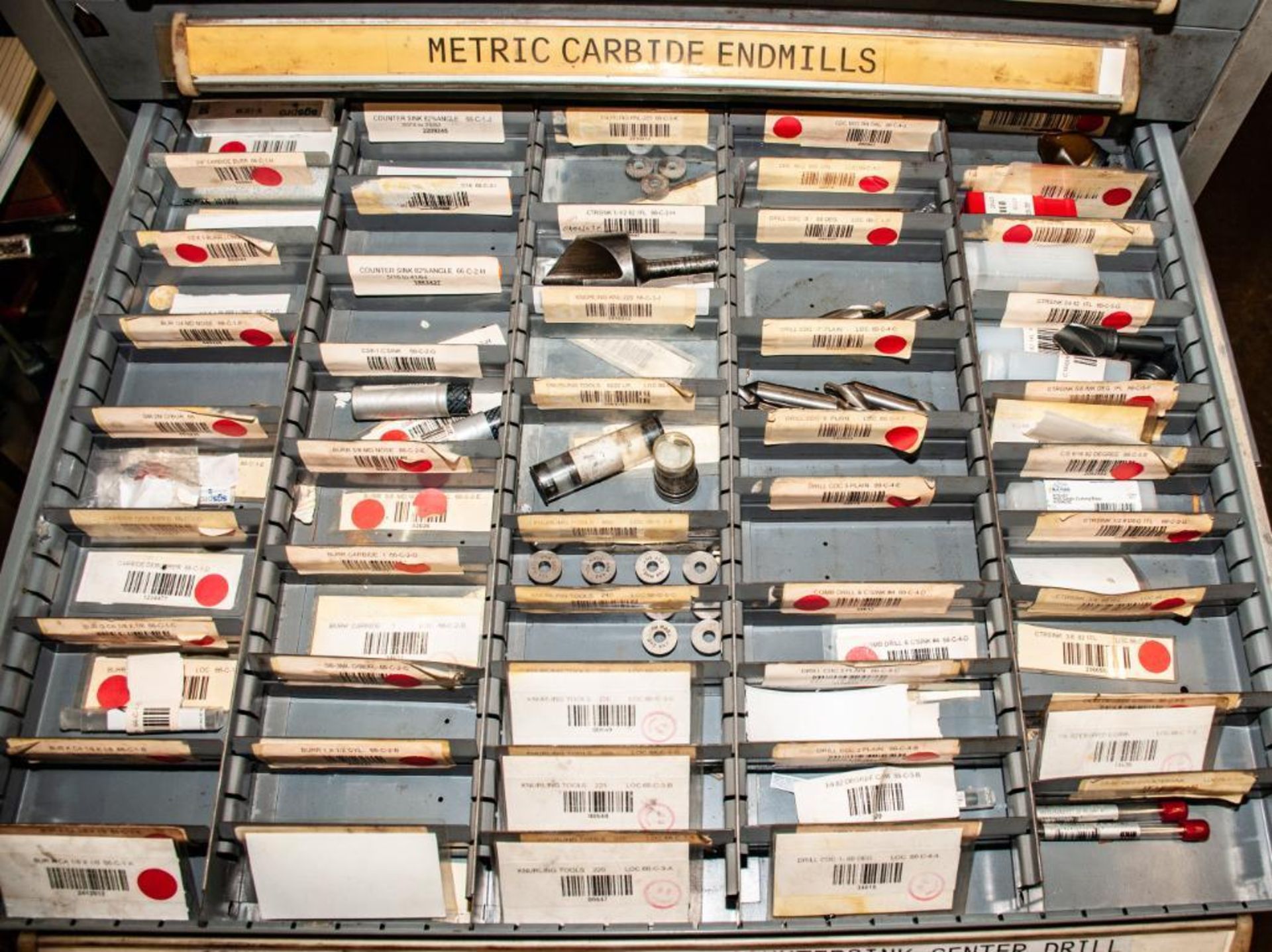 Stanley Vidmar Cabinet 11-Drawer w/ contents. Metric Carbide End Mills, Counter Sinks, Deburrer Coun - Image 4 of 12