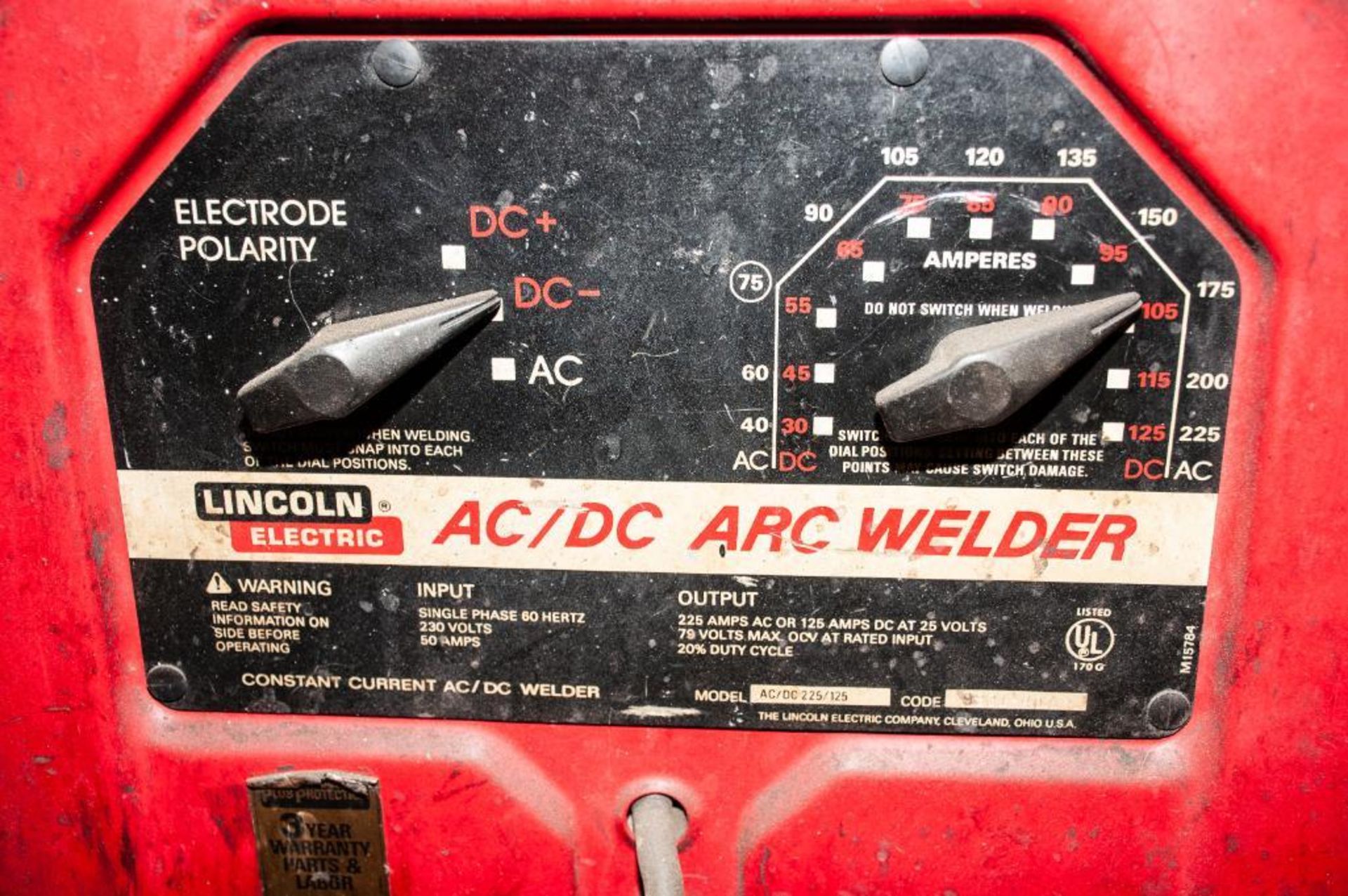 Lincoln AC/DC Arc Welder Mdl. AC/DC 225/125 - Image 2 of 6