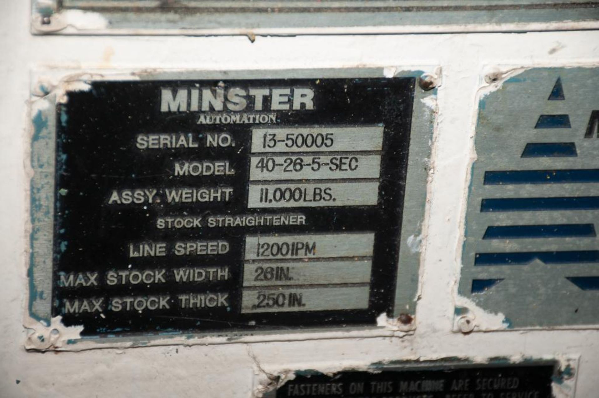 Minster E2.600-120-54, s/n E2-600-27159, 600 Ton, Bolster 120 x 54, 0-60 Strokes/Min. 6" Slide Adjus - Image 9 of 14