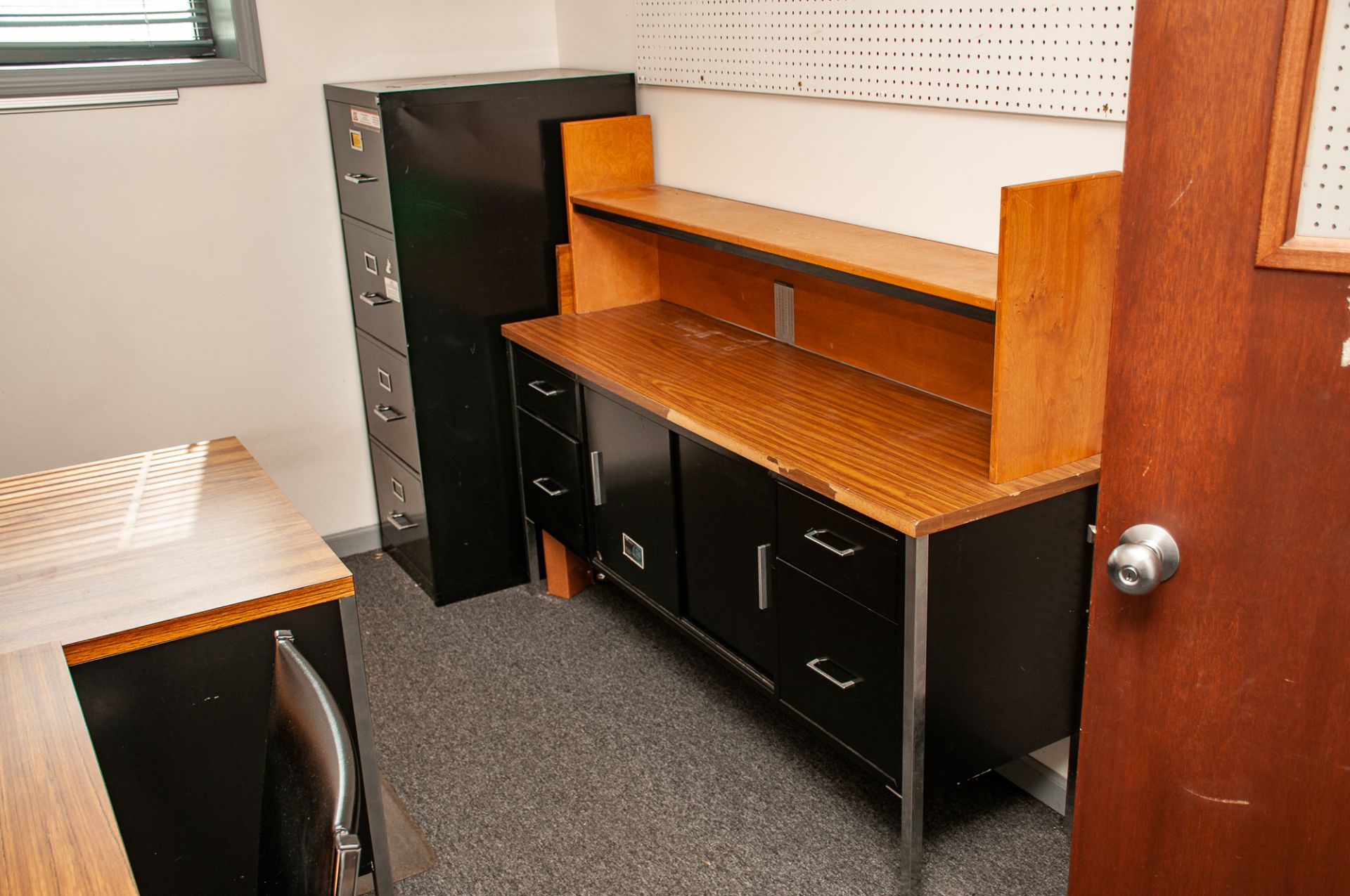 Office Furniture On Second Floor Front of Building, Microwave, Refridgerator, Desks Chairs, Filing C - Image 29 of 37