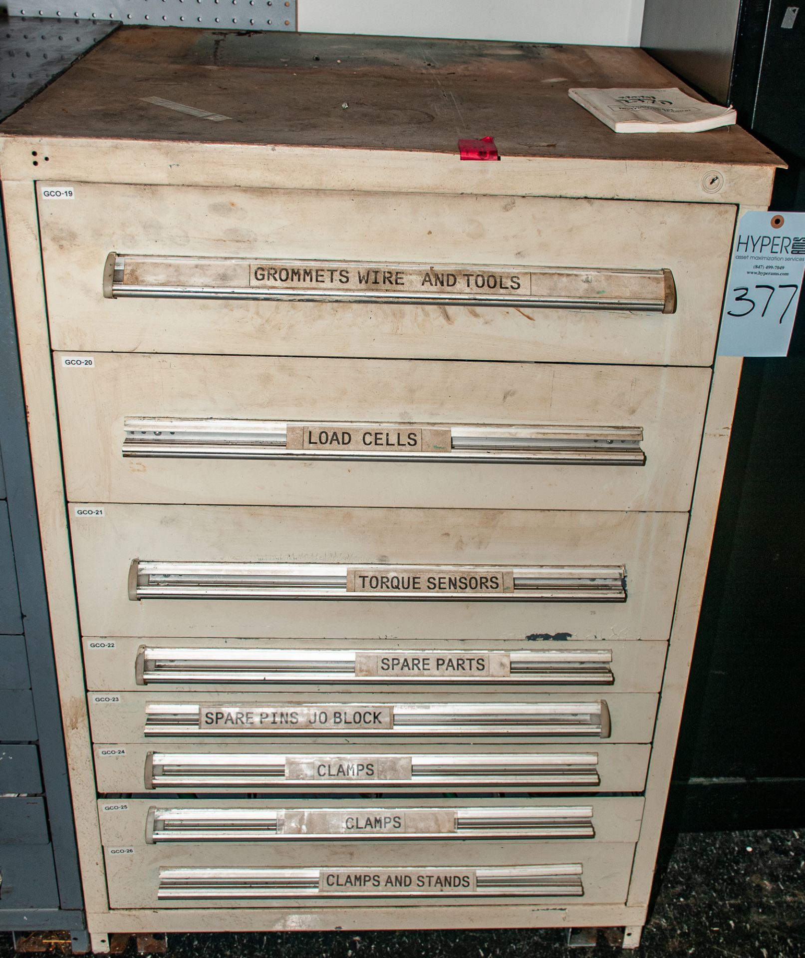 8-Drawer Cabinet w/ Contents, Load Cells, Clamps, Torque Sensors, Etc. See Photos. Does NOT Include