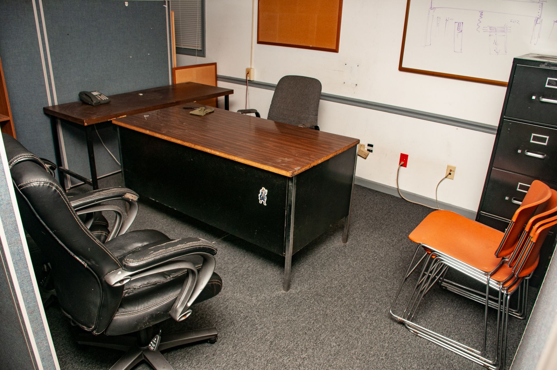 Office Furniture On Second Floor Front of Building, Microwave, Refridgerator, Desks Chairs, Filing C - Image 25 of 37