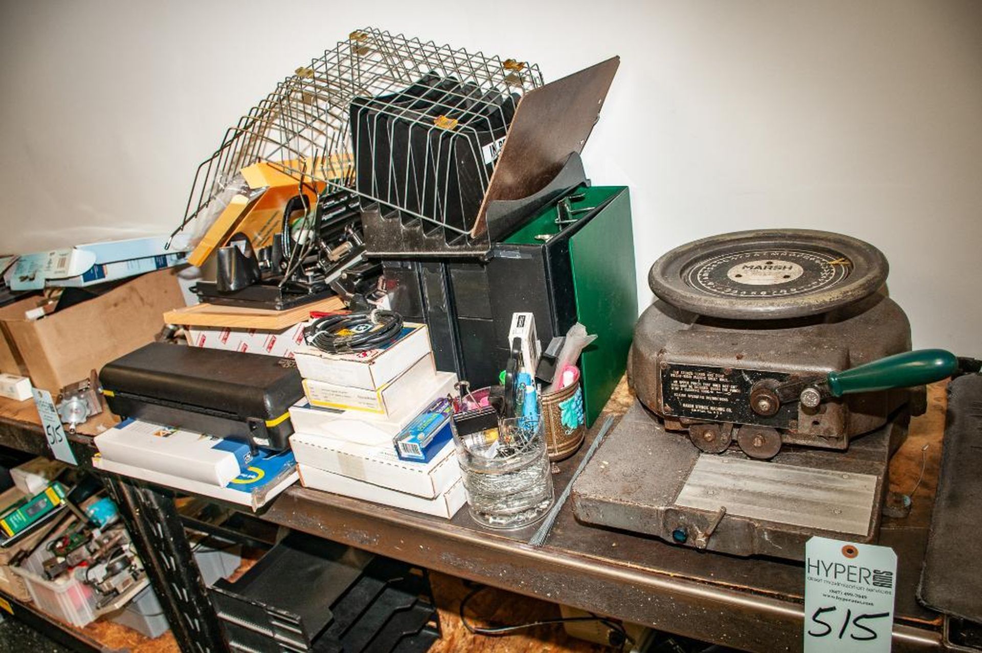 (3) Short Shelving Units w/ Contents, Marsh Stencil Machine, Small Lamintaor, Office Supplies, Misc. - Image 2 of 7