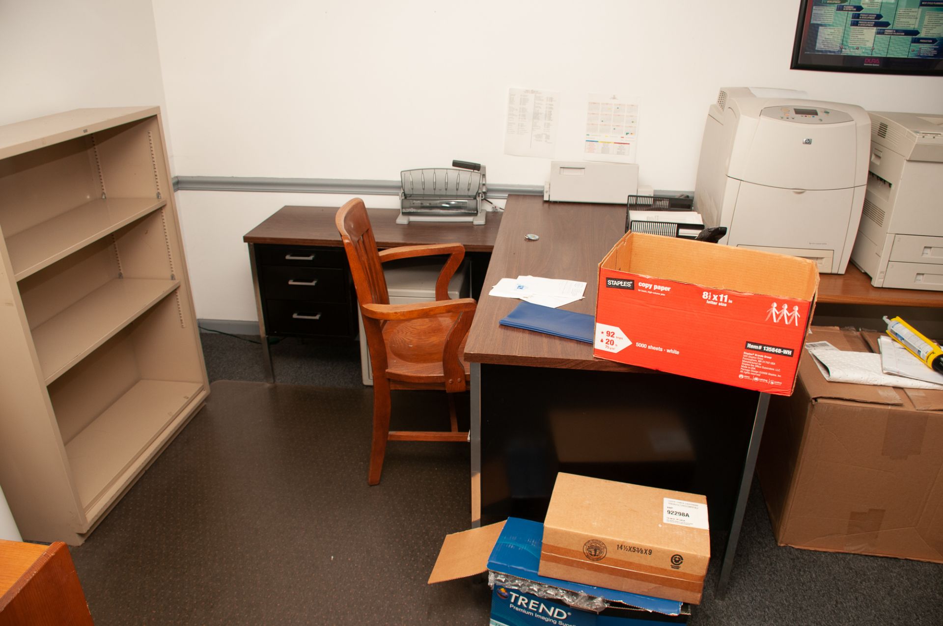 Office Furniture On Second Floor Front of Building, Microwave, Refridgerator, Desks Chairs, Filing C - Image 31 of 37