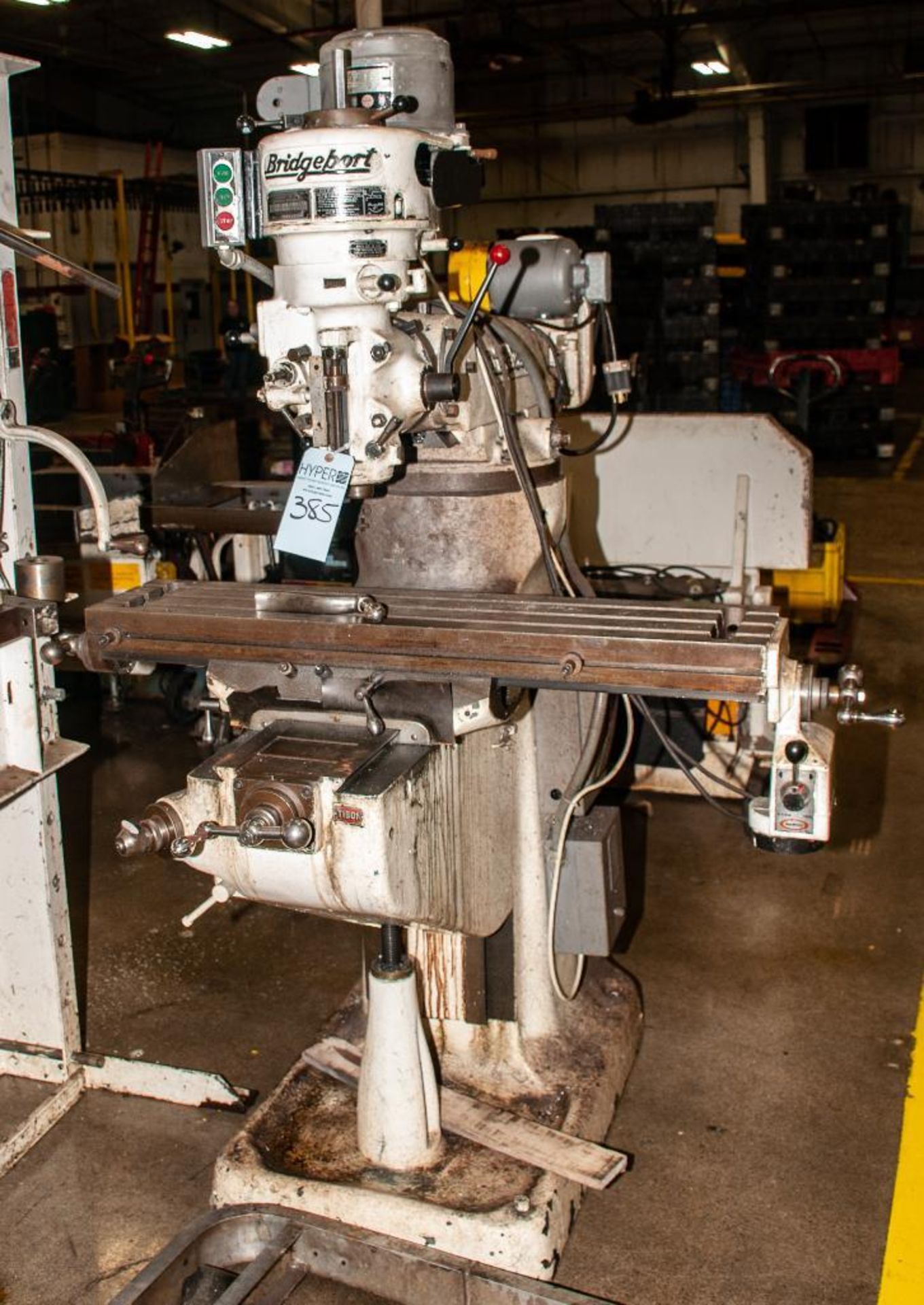 Bridgeport Mill Power Drive s/n J110951, Machine s/n 12/BR 110300, 9 x 42" Table 250v 3ph