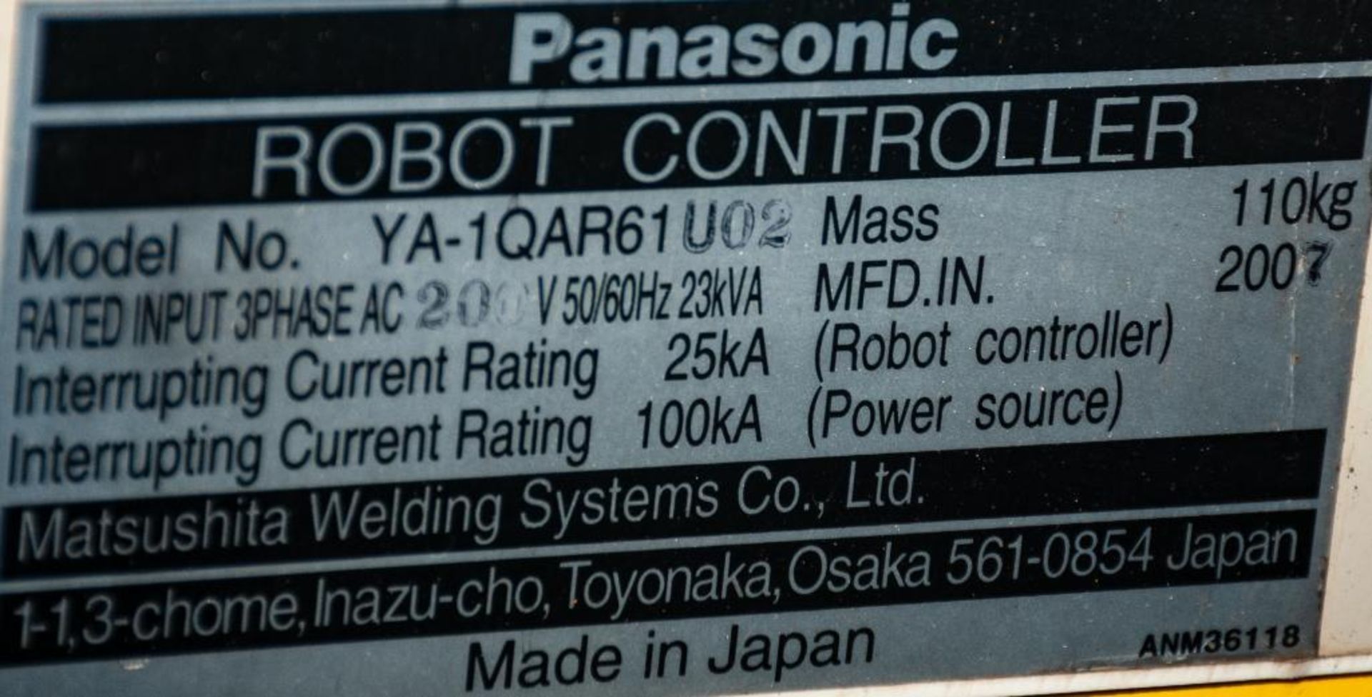 Robotic Welding Cell Consisting of Cell Enclosure (2) Slides, Panasonic Manipulator YA-1Q AR61R02, 6 - Image 12 of 16