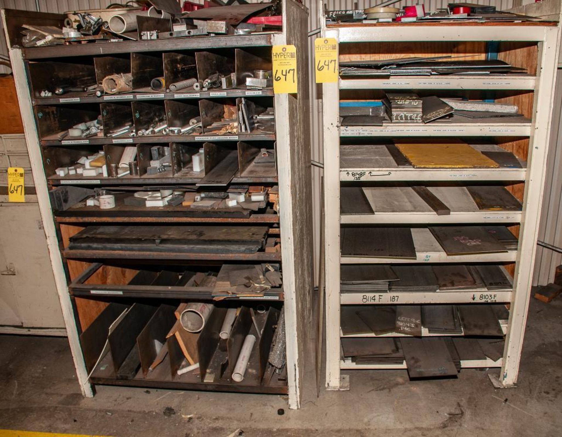 Metal shelves, Rolling Tables, Cabinets with contents
