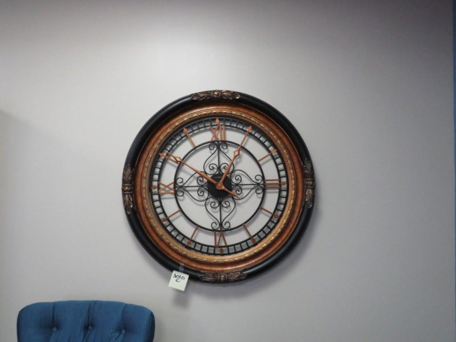 Lot c/o: World Map 78" x 54", Howard Miller Round Decorative Wall Clock 36"diam. - Image 3 of 4