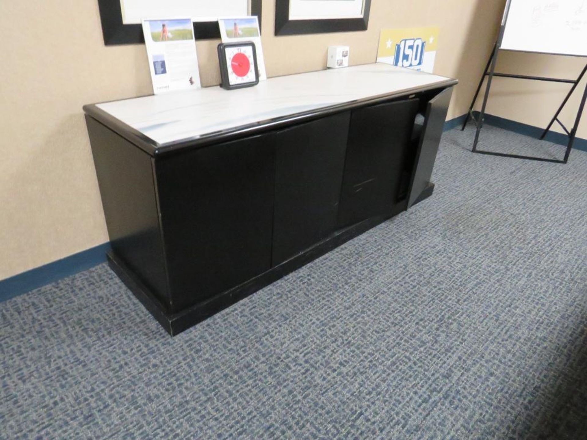Lot c/o: (1) Rolling Chair, (1) 144x48 1-Pc Conference Table, (1) 72x22 4-Door Credenza, Wall Art & - Image 3 of 6
