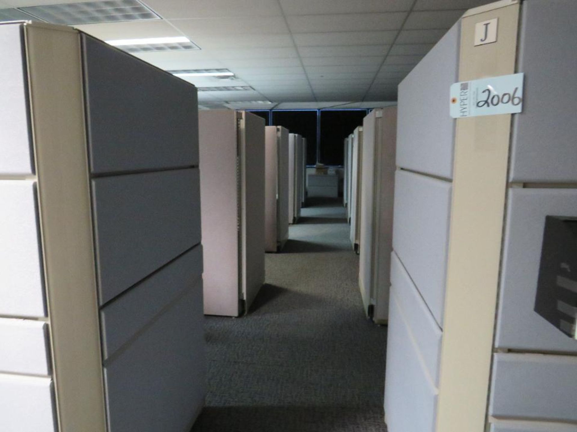 Lot c/o: Large Quantity of Cubicle Partitions w/ Hanging Work Table, on 2nd Floor Approx. 7,100 Sq.