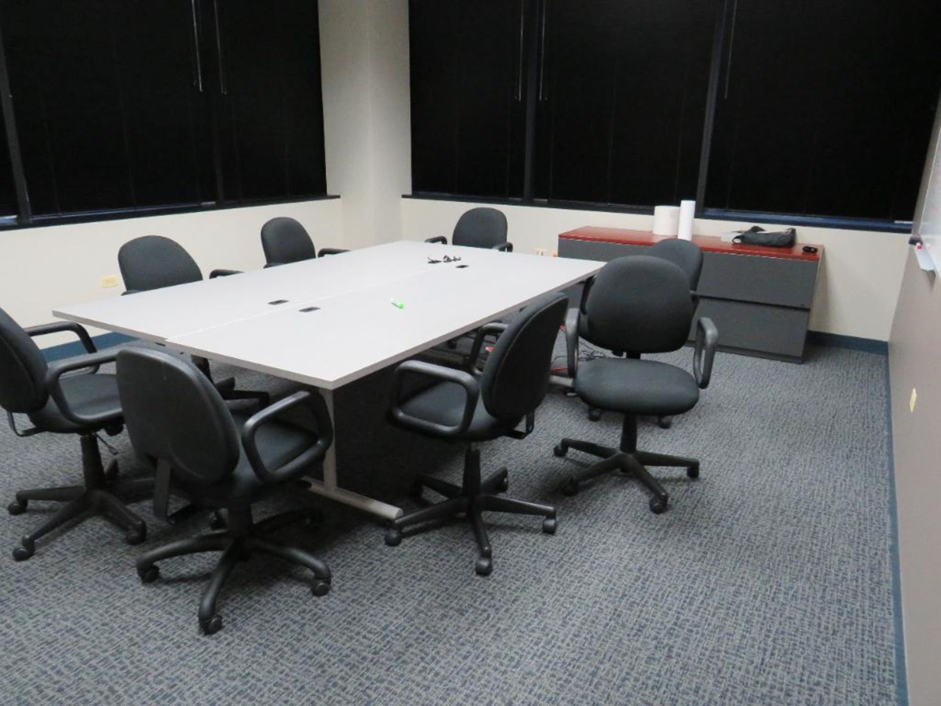 Lot c/o: (1) 59x23 Desk, (1) 71x35 Table, (6) Rolling Chairs, (IT, Phones NOT Included) - Image 3 of 4