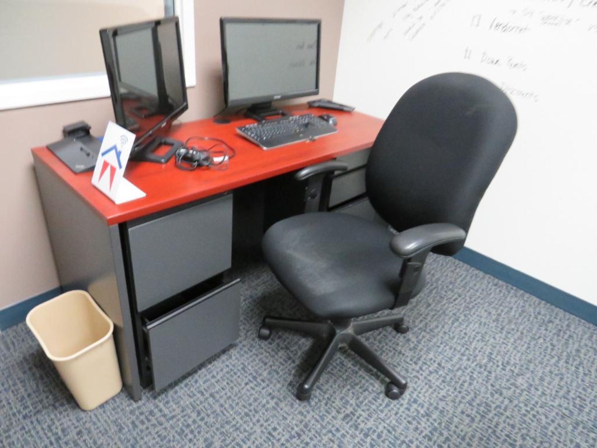 Lot c/o: (1) 59x23 Desk, (1) 71x35 Table, (6) Rolling Chairs, (IT, Phones NOT Included) - Image 2 of 4