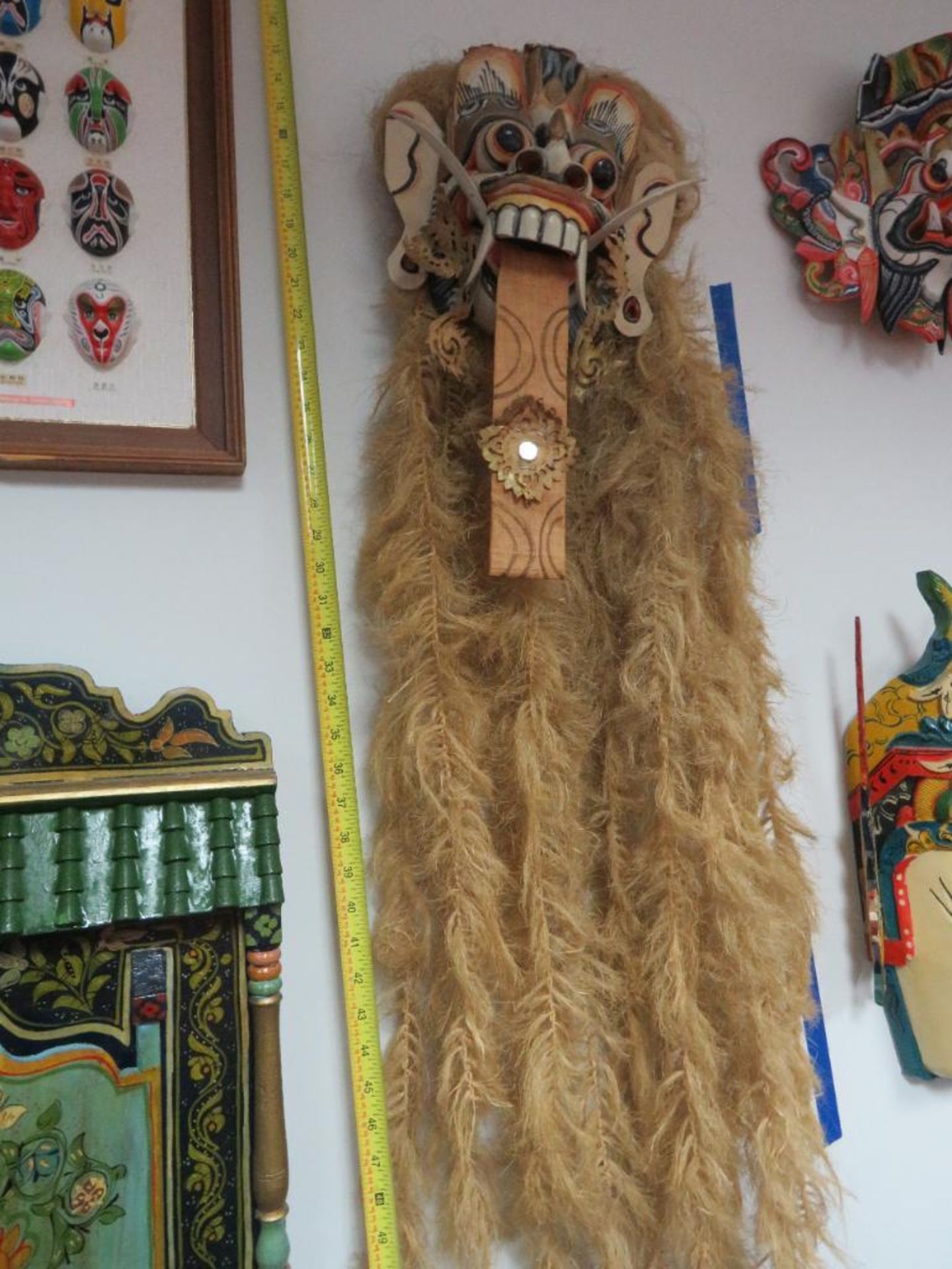 Lot c/o: (3) Tribal Masks and (2) Hanging Wall Decor. - Image 5 of 6