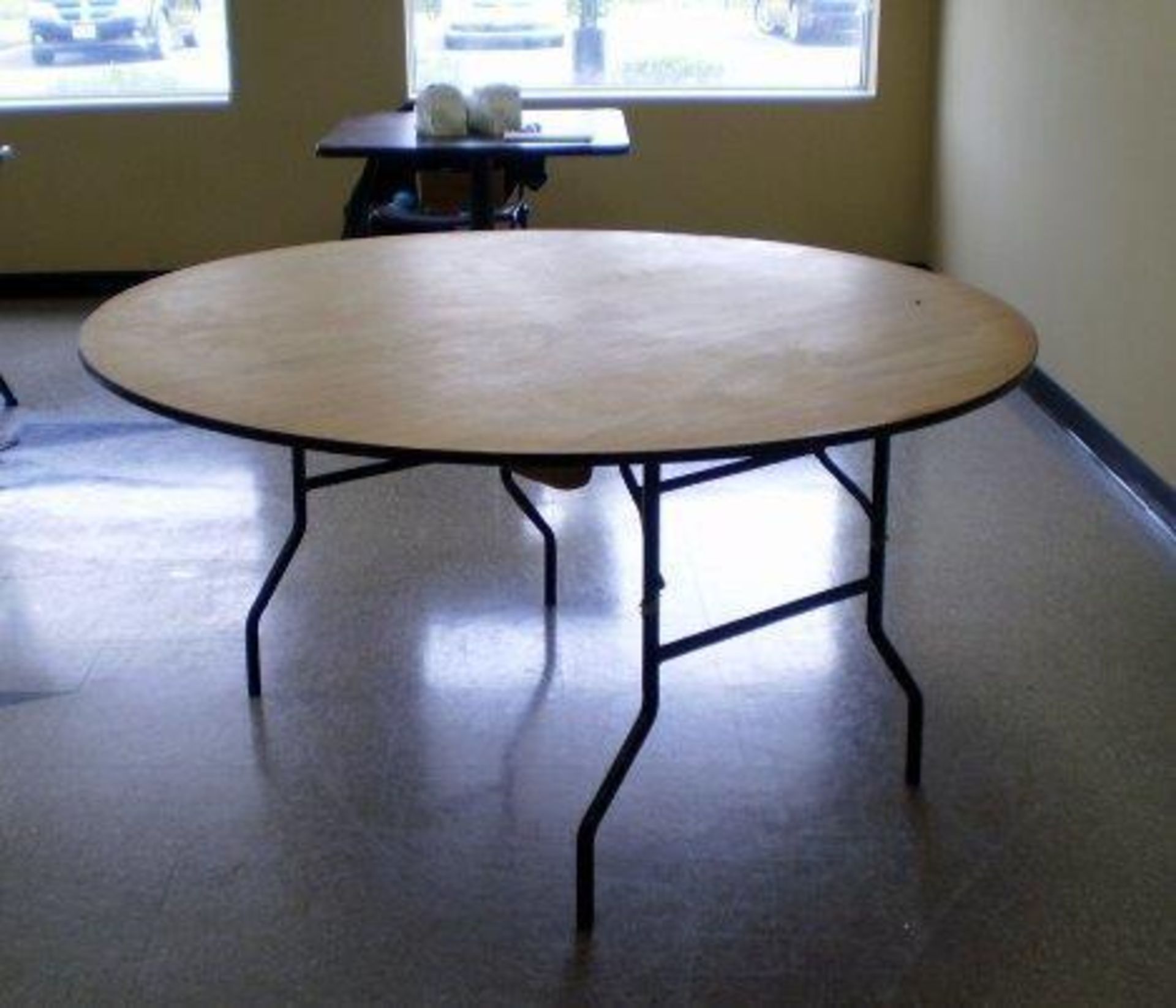 2 - 60" Round Formica Top Table 30.5" High Metal legs