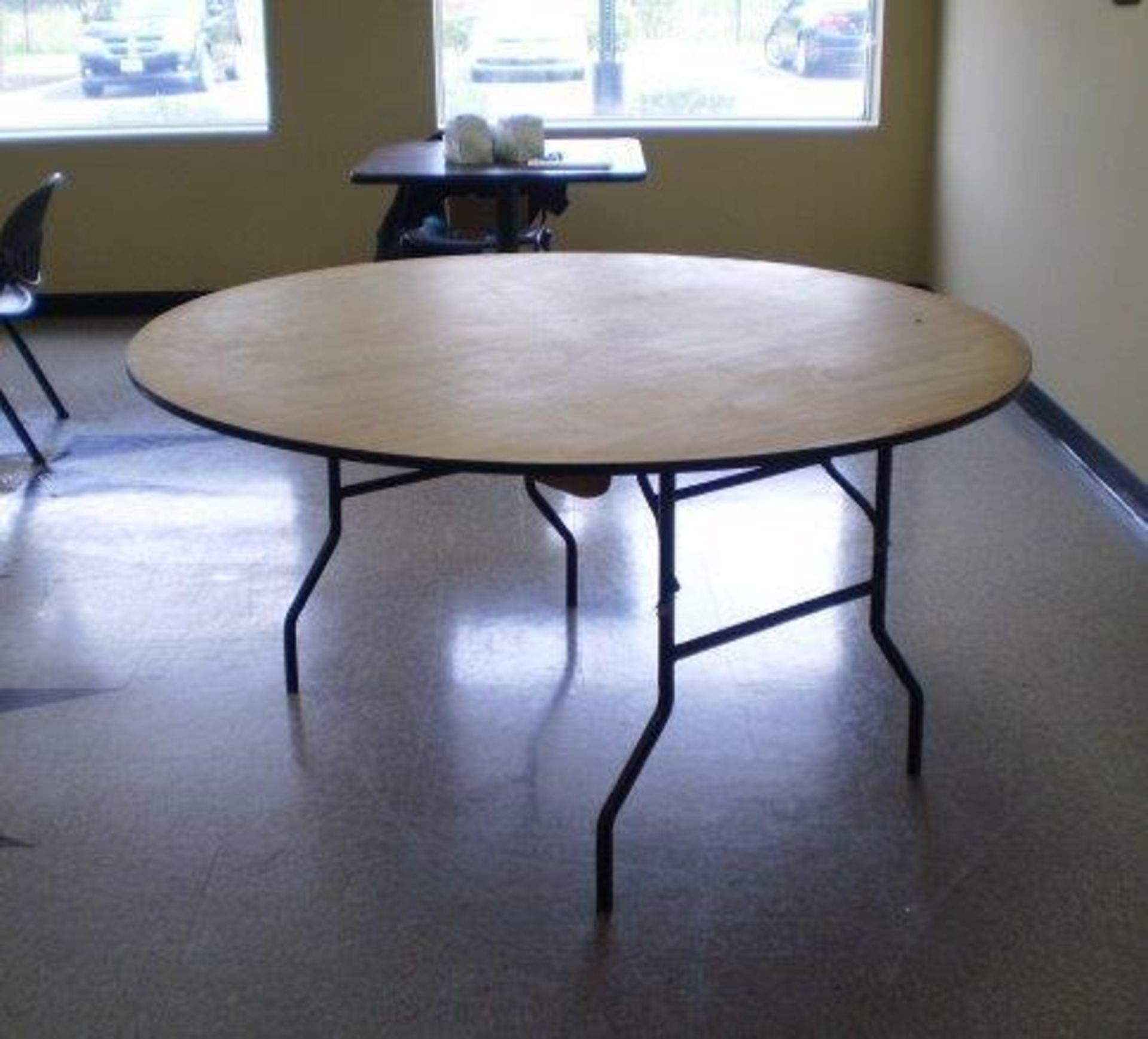 2 - 60" Round Formica Top Table 30.5" High Metal legs - Image 2 of 2