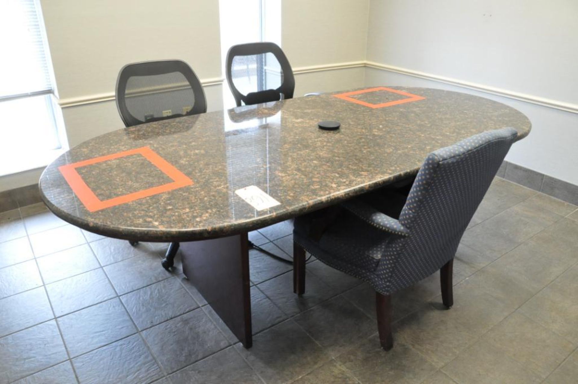 45" x 8' 3" Oval Conference Table with (3) Chairs