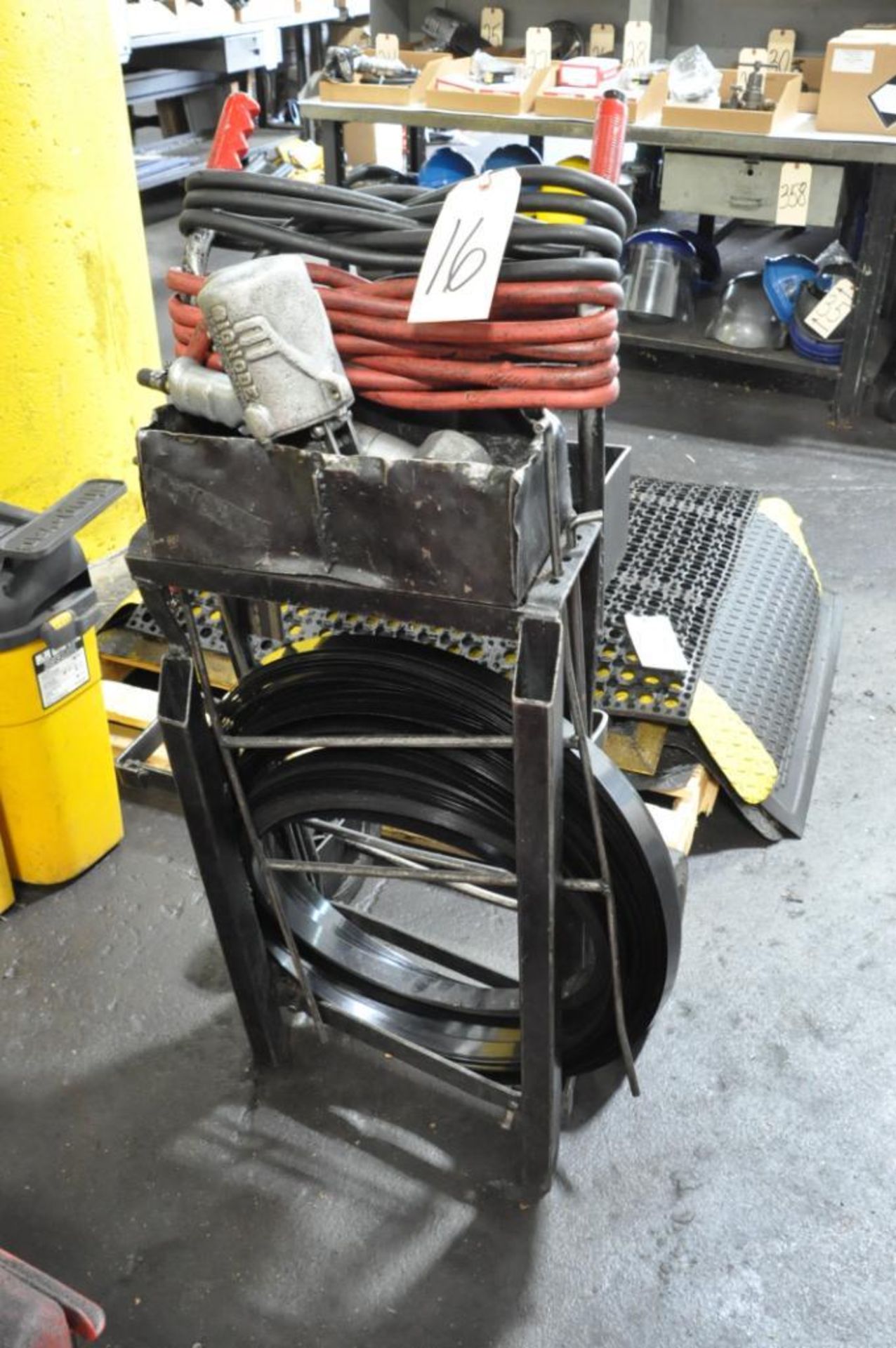 Lot-(1) 1 1/4" Steel Banding Cart with Clips, (1) Pneumatic Tensioner, and (1) Pneumatic Crimper