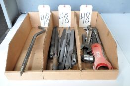 Lot-(1) Pry Bar, Various Files and Wrenches in (3) Boxes