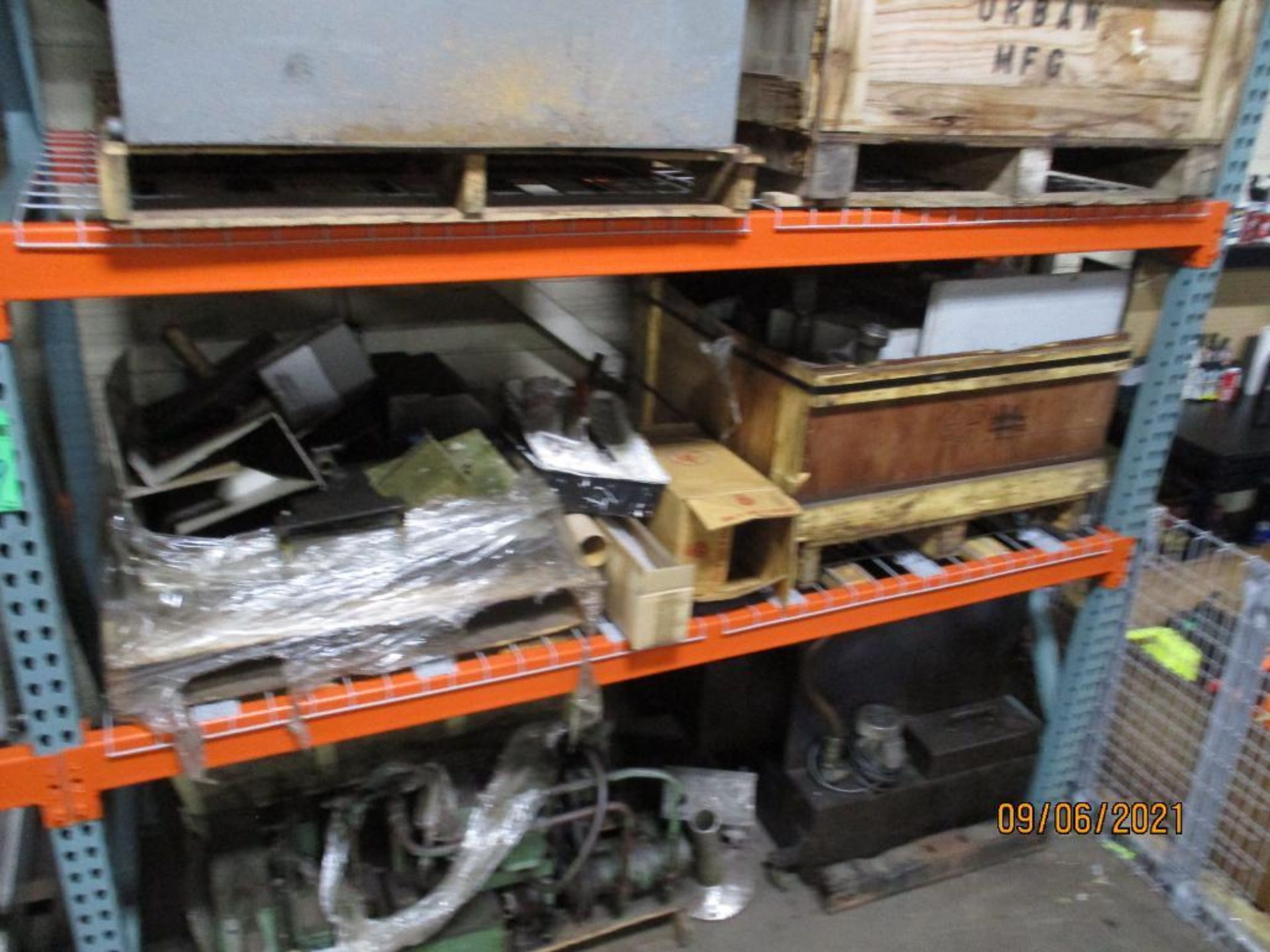 Contents Of Racking Only Including Machine Parts, Pumps, Motors, Etc. Gray Gaylord Container Top Lef - Image 4 of 9