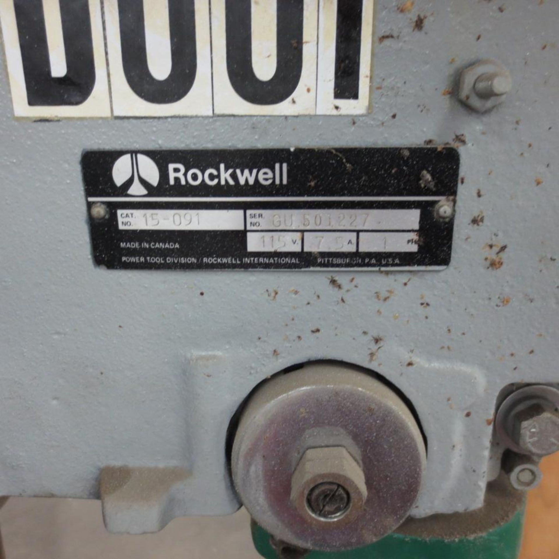 Rockwell Model 15 Drill Press S/N: GU.501227, 115V, 1PH - Image 3 of 3