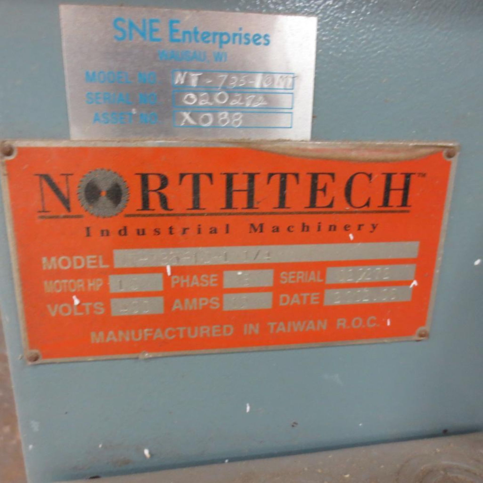 Northtech Model NT-735-10-1 1/4 Single Spindle Shaper S/N: 020272, 10 HP, 3 PH, 460V (WS 28 ) - Image 3 of 3