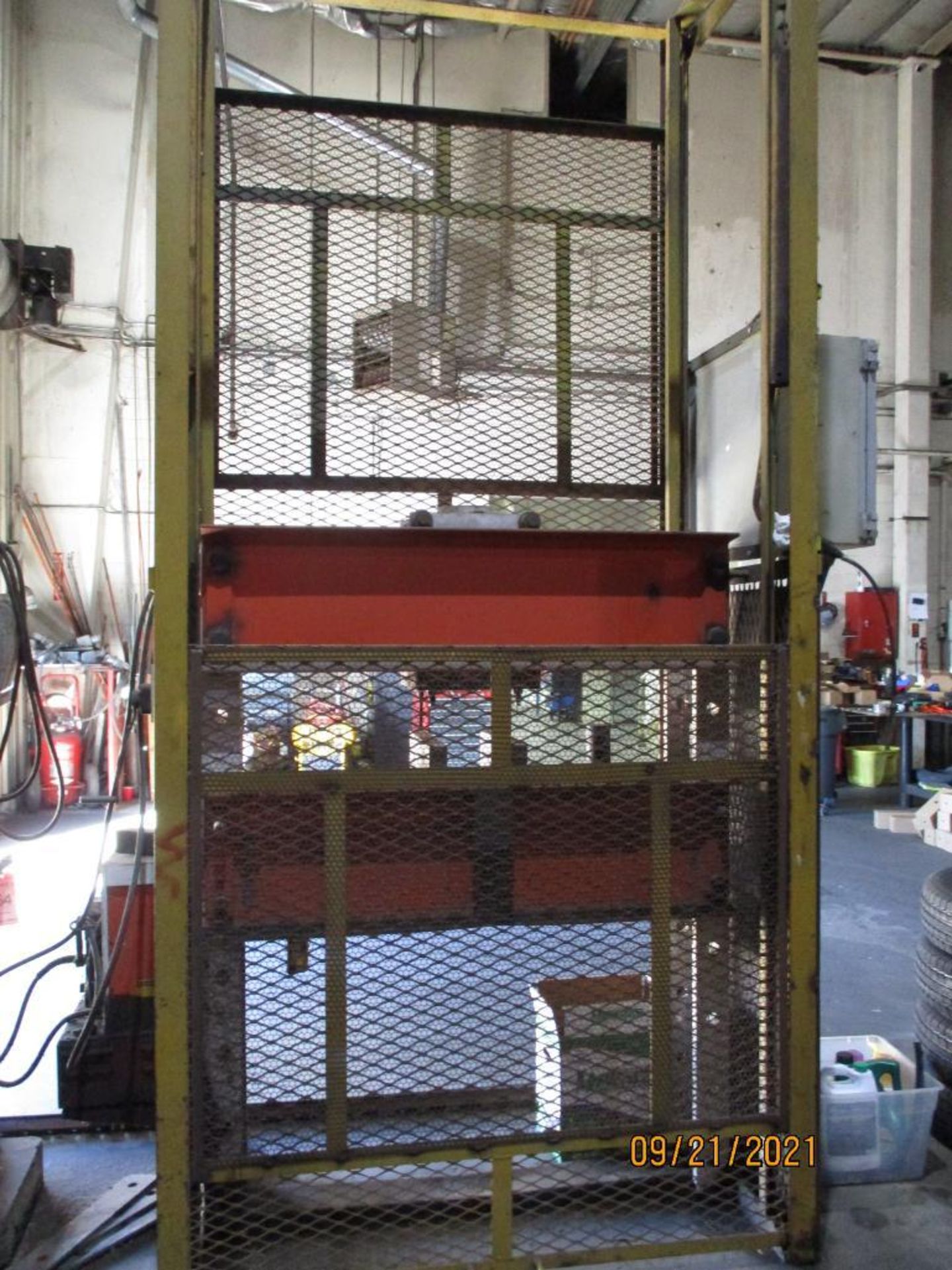 OTC 100 Ton H-Frame Adjustable Hydraulic Press S/N 1108P00086, 65" x 35" x 12', Safety Cage - Image 2 of 6