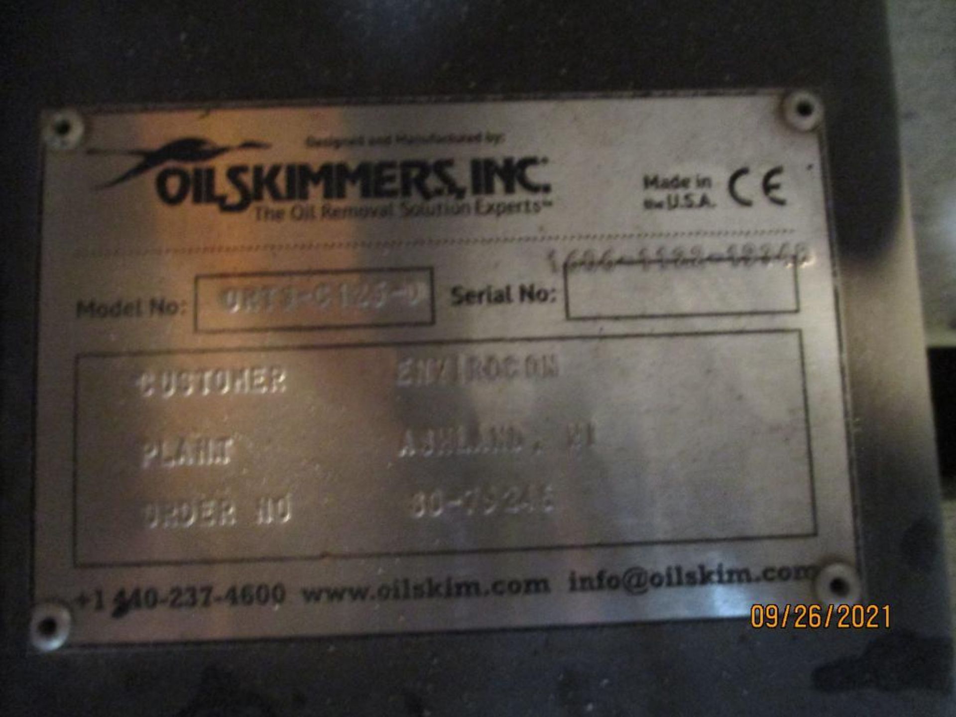 Oil Skimmers Inc. Model ORTS-C125-D Oil/Water Separator S/N 1606-1122-19348 - Image 3 of 7