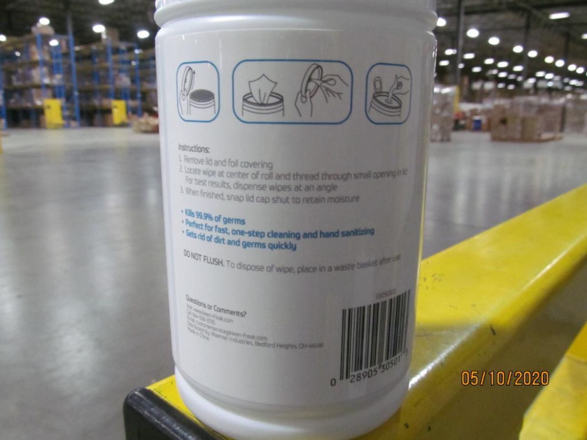 Lot of Waxman Kleen Freak Sanitizing Wipes consisting of 3,240 packages on 5 pallets. Each package c - Image 2 of 11
