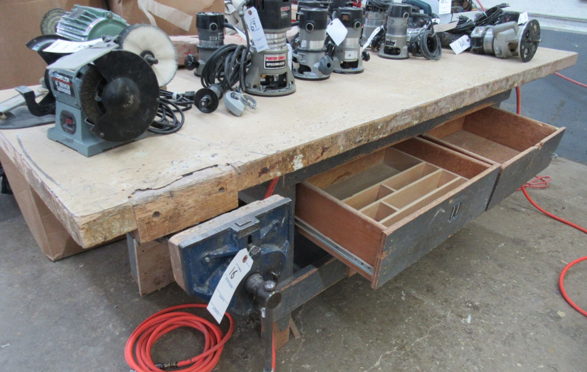 9" Record 52-1/2ED Quick Release Woodworking Vise w/ 98"L x 36"FB x 37" Work Bench - Image 2 of 2