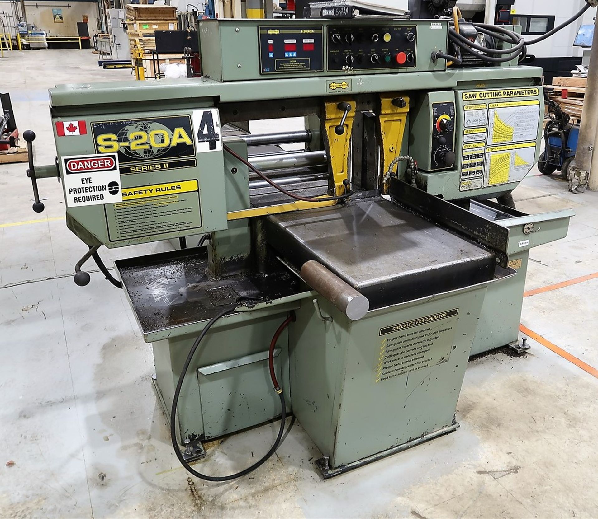 HYD-MECH S-20A AUTOMATIC HORIZONTAL BANDSAW, 20 IN. X 20 IN. CAPACITY, 20 IN. ROUNDS, AUTO FEED - Image 4 of 10