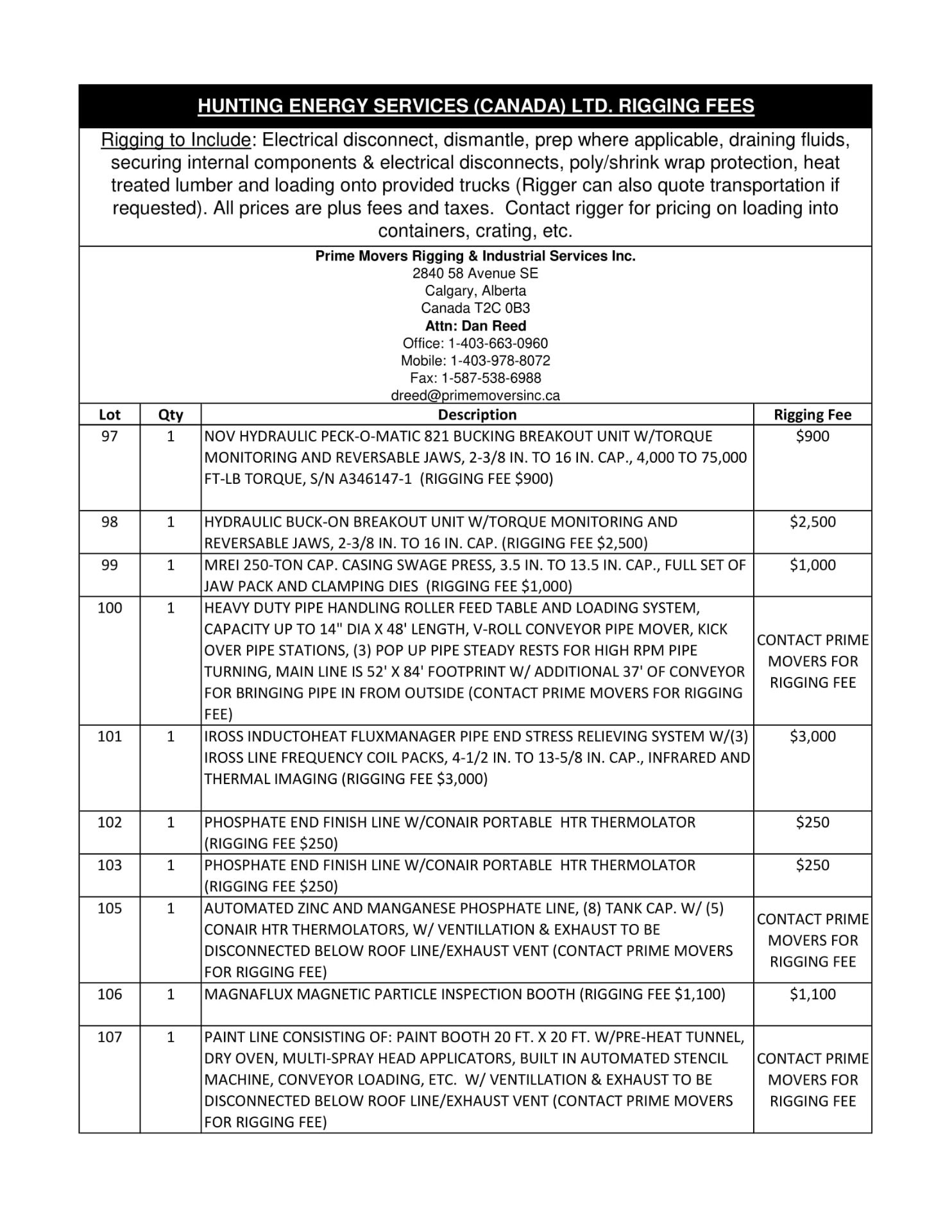 EXCLUSIVE RIGGING FEES - Image 7 of 8