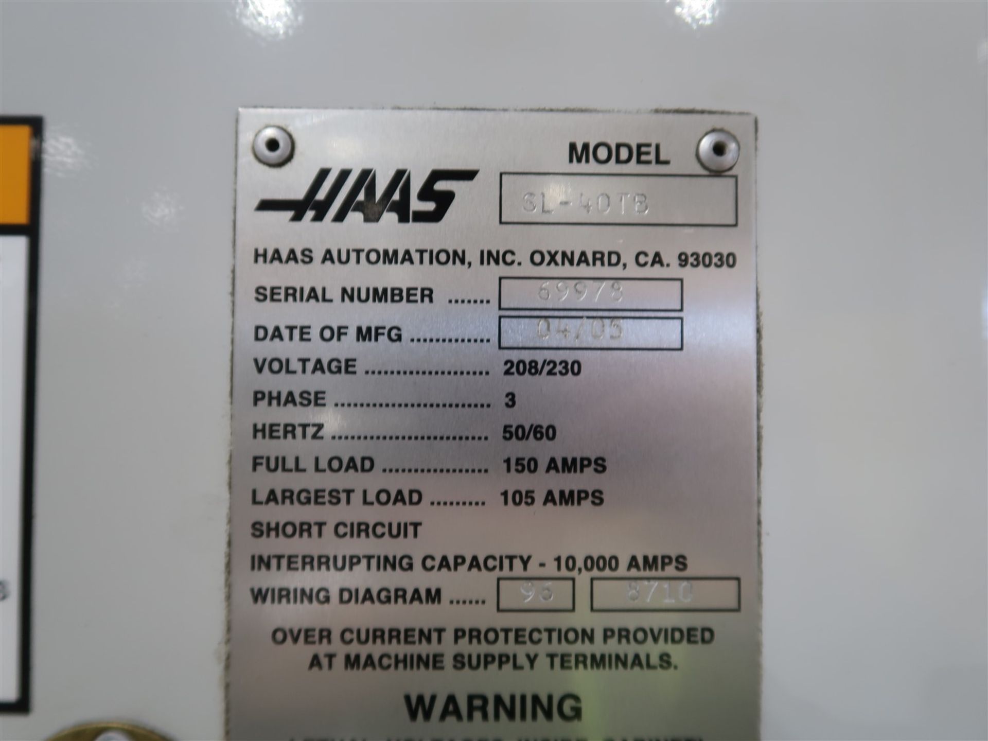 2005 HAAS SL-40TB CNC HORIZONTAL TURNING CENTER, 7.1 IN. BORE, HAAS CNC CONTROL, 10-STATION - Image 22 of 22