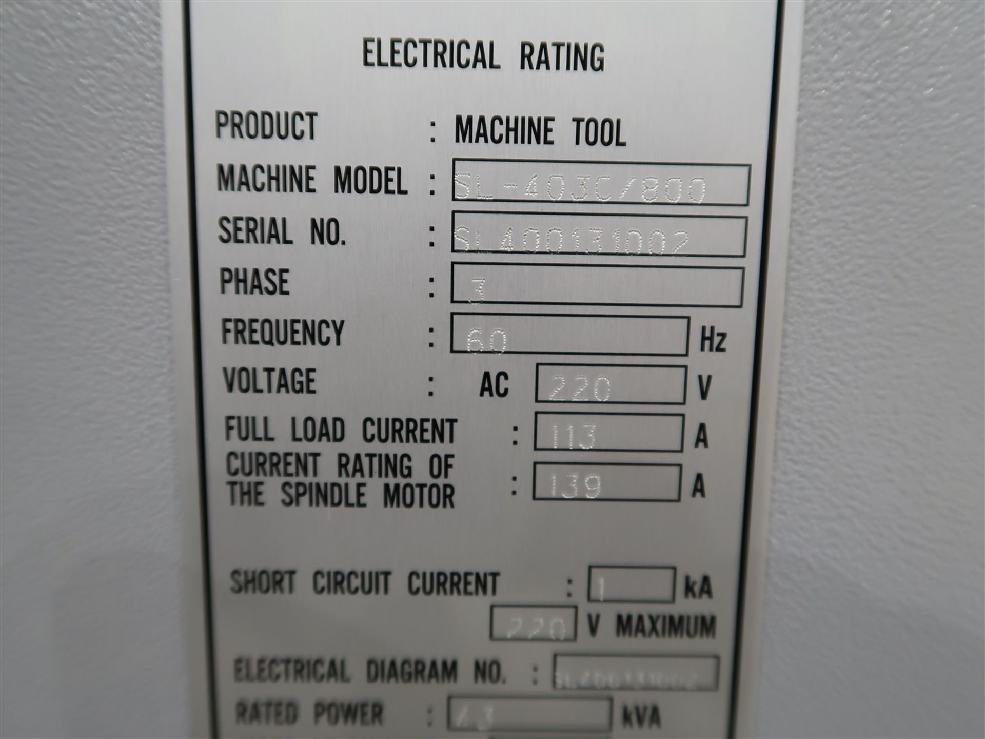 2013 MORI SEIKI SL-403C/800 CNC HORIZONTAL TURNING CENTER, 7.1 IN. BORE, MAPPS IV F32i CNC - Image 10 of 22