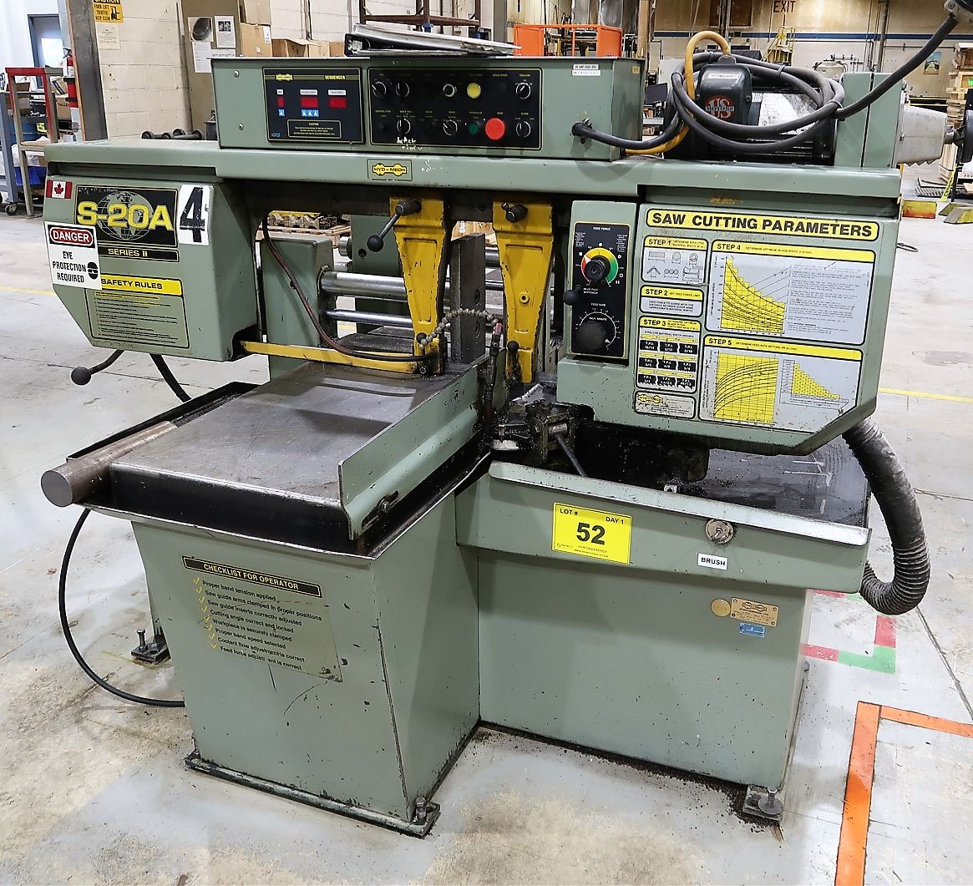 HYD-MECH S-20A AUTOMATIC HORIZONTAL BANDSAW, 20 IN. X 20 IN. CAPACITY, 20 IN. ROUNDS, AUTO FEED - Image 2 of 10