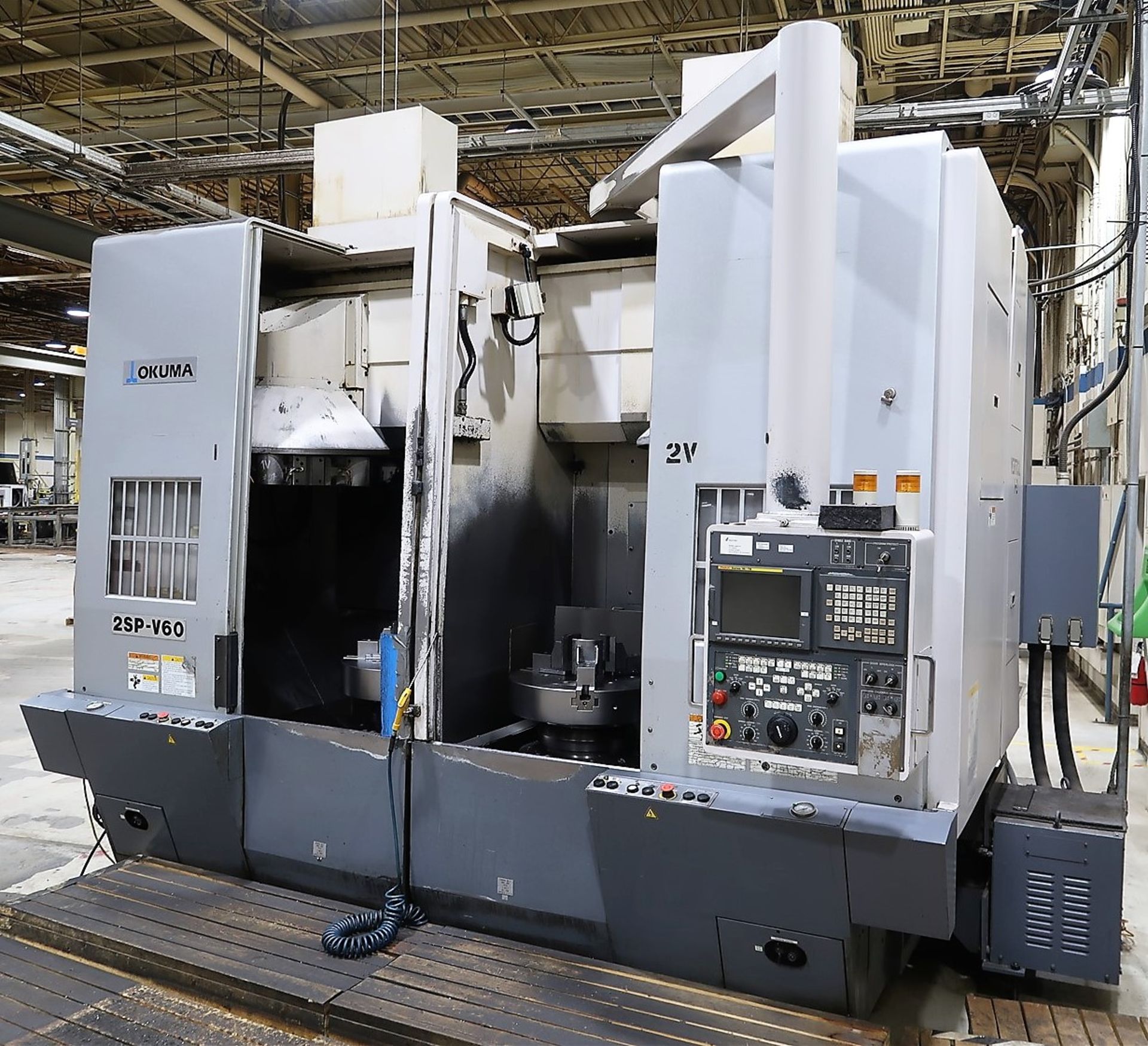 2006 OKUMA 2SP V60 TWIN SPINDLE CNC VERTICAL TURNING CENTERS, FANUC 18i TB CNC CONTROL, 12-STATION - Image 3 of 9