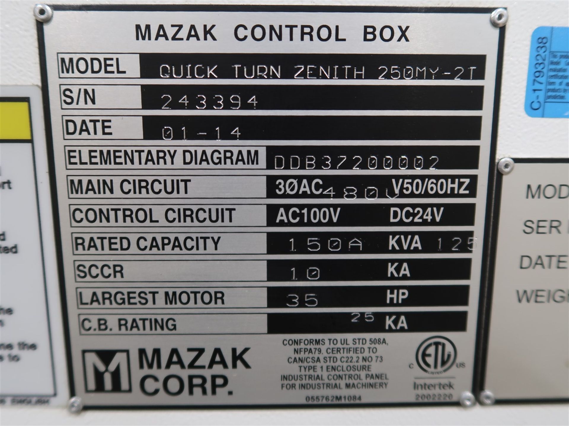 2014 MAZAK CNC QUICK TURN QTZ 250MY-2T MULTI-TURN DUAL SPINDLE/DUAL TURRET CNC LATHE, MAZATROL - Image 10 of 30