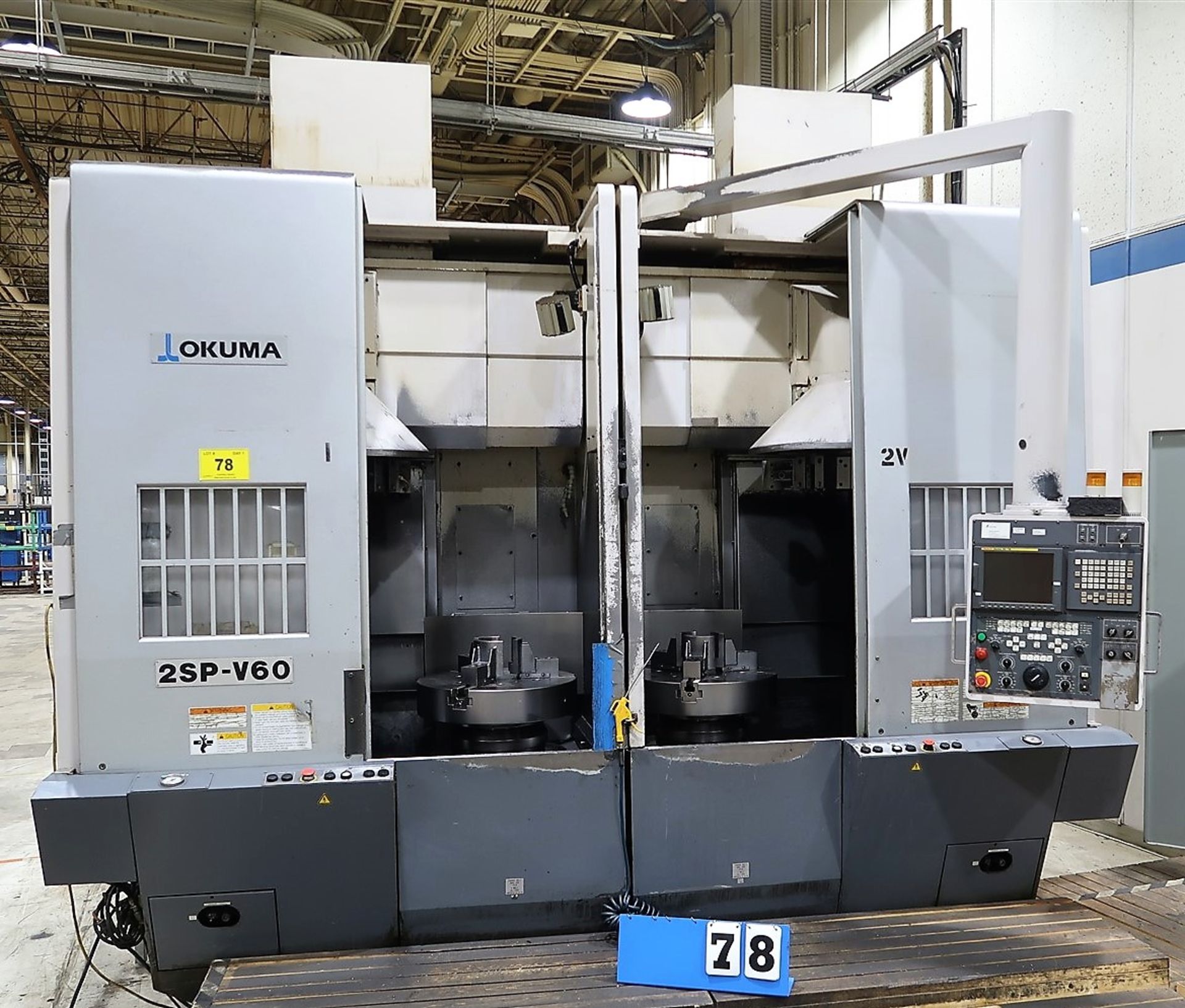 2006 OKUMA 2SP V60 TWIN SPINDLE CNC VERTICAL TURNING CENTERS, FANUC 18i TB CNC CONTROL, 12-STATION