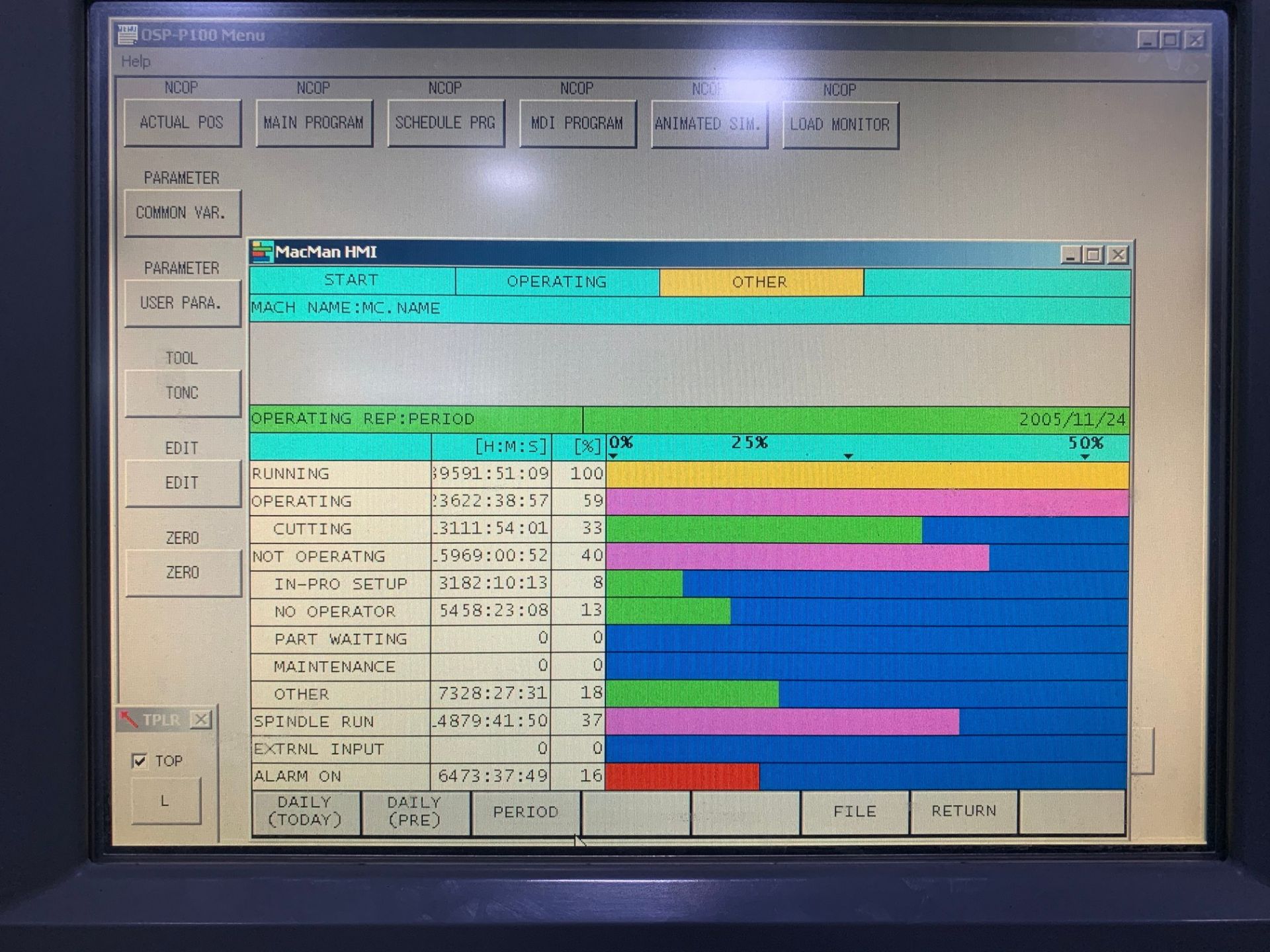 2005 OKUMA LVT-300 CNC VERTICAL TURNING CENTER, OKUMA OSP-P100L CNC CONTROLLER, 12-STATION VDI - Image 7 of 15