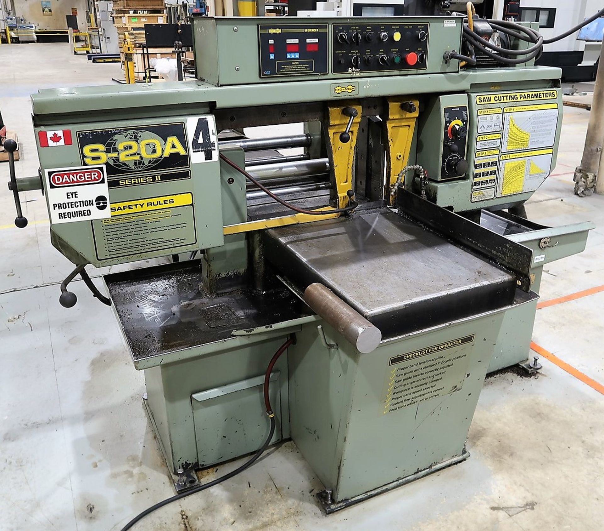 HYD-MECH S-20A AUTOMATIC HORIZONTAL BANDSAW, 20 IN. X 20 IN. CAPACITY, 20 IN. ROUNDS, AUTO FEED - Image 3 of 10