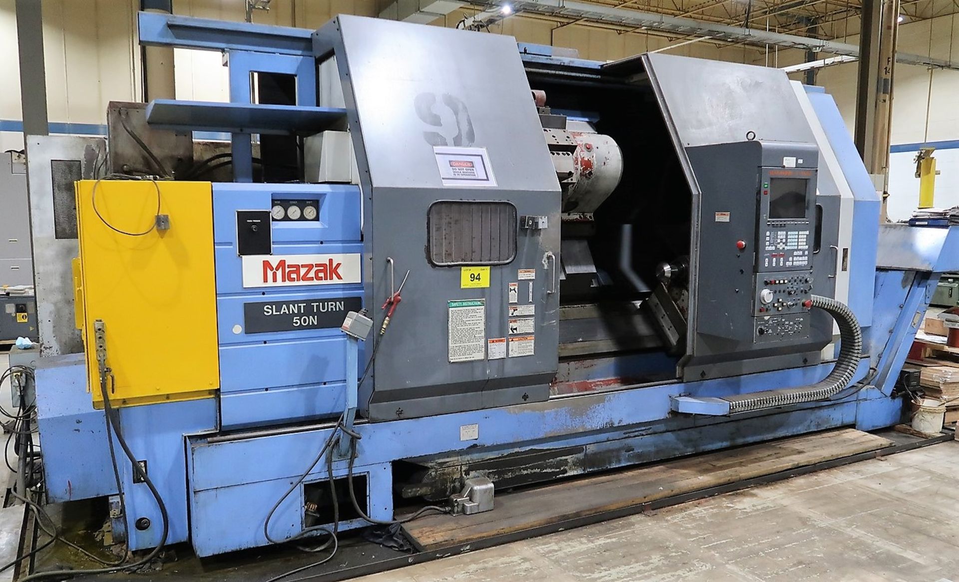 1998 MAZAK SLANT TURN 50N CNC HORIZONTAL TURNING CENTER, 7.1 IN. BORE, MAZATROL CNC CONTROL, 28 - Image 2 of 19